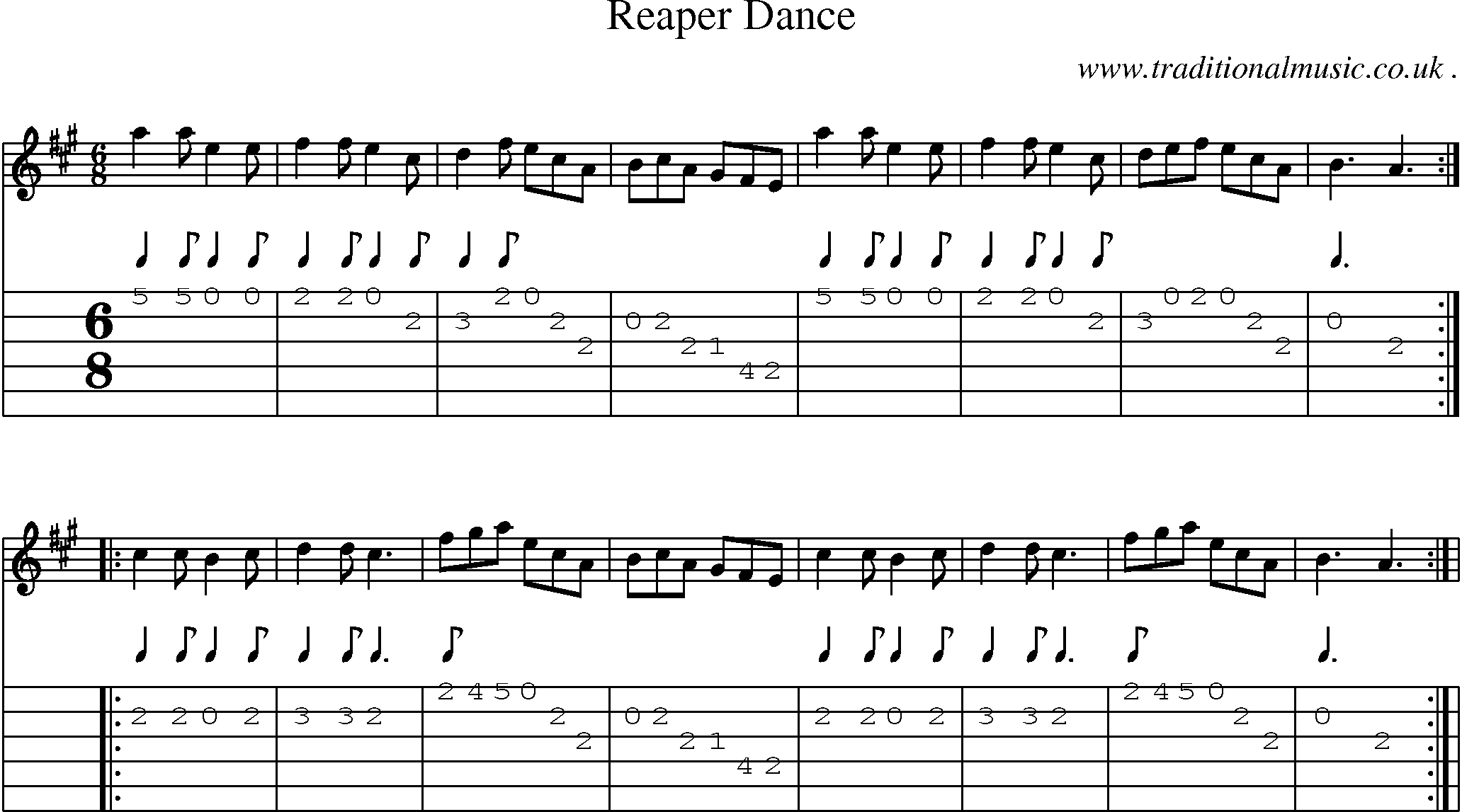 Sheet-Music and Guitar Tabs for Reaper Dance