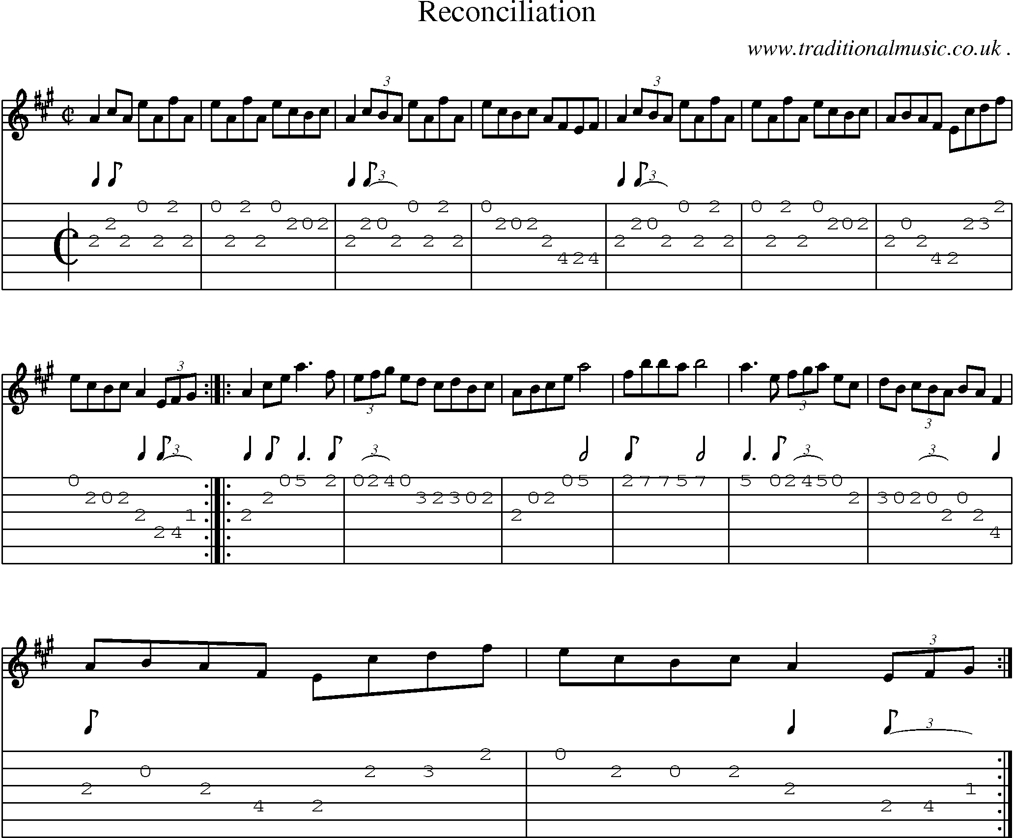 Sheet-Music and Guitar Tabs for Reconciliation