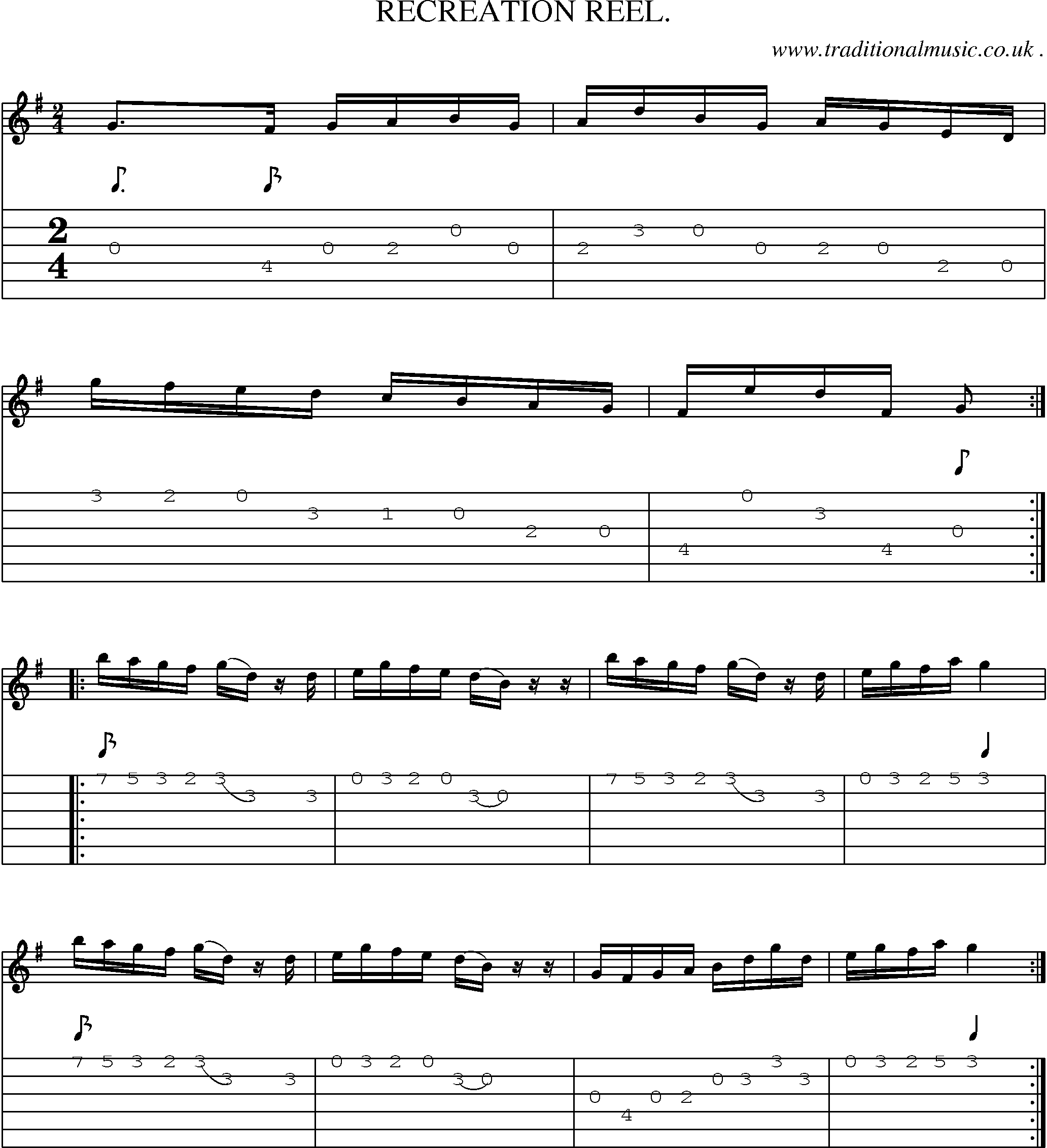 Sheet-Music and Guitar Tabs for Recreation Reel