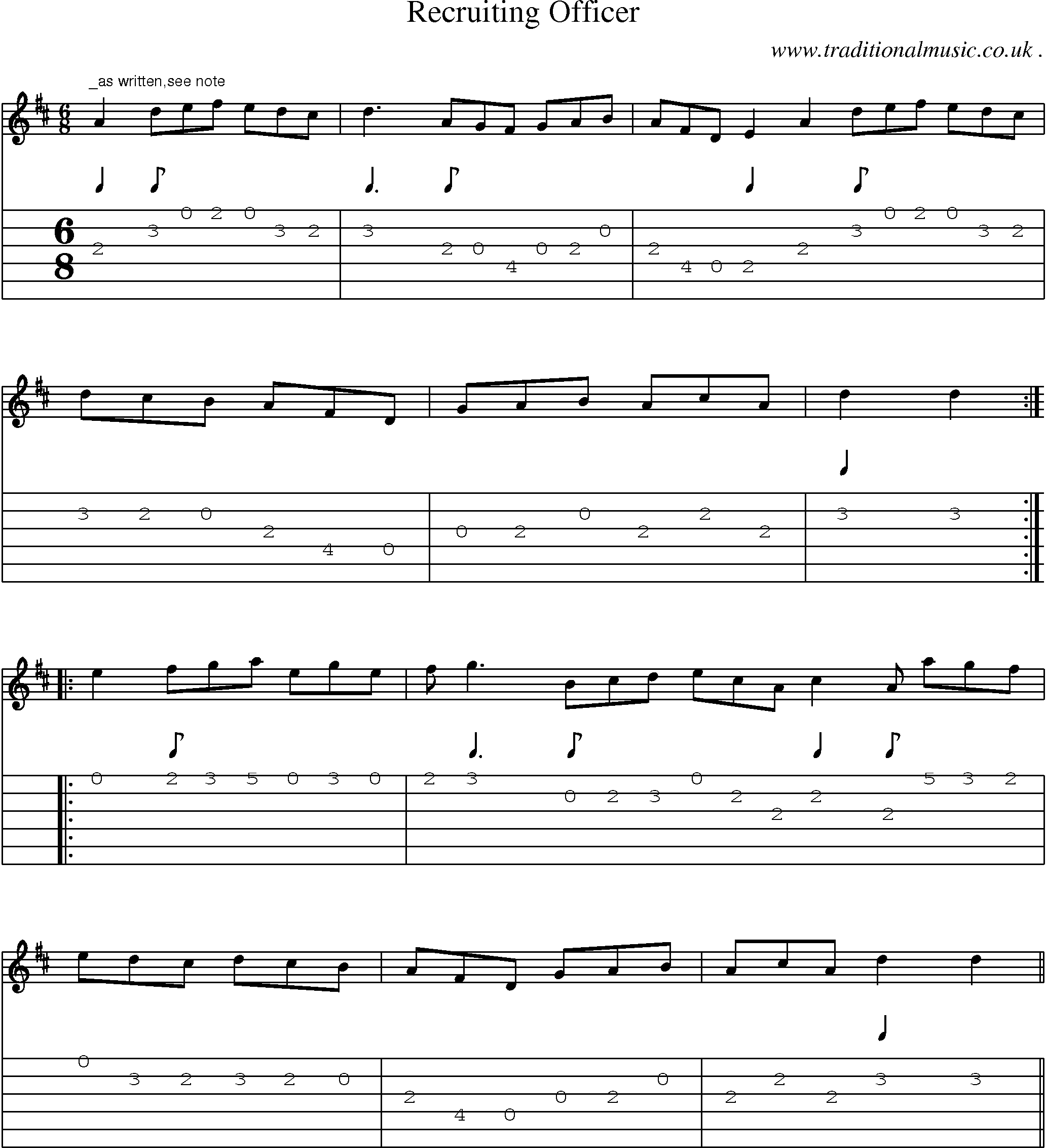 Sheet-Music and Guitar Tabs for Recruiting Officer
