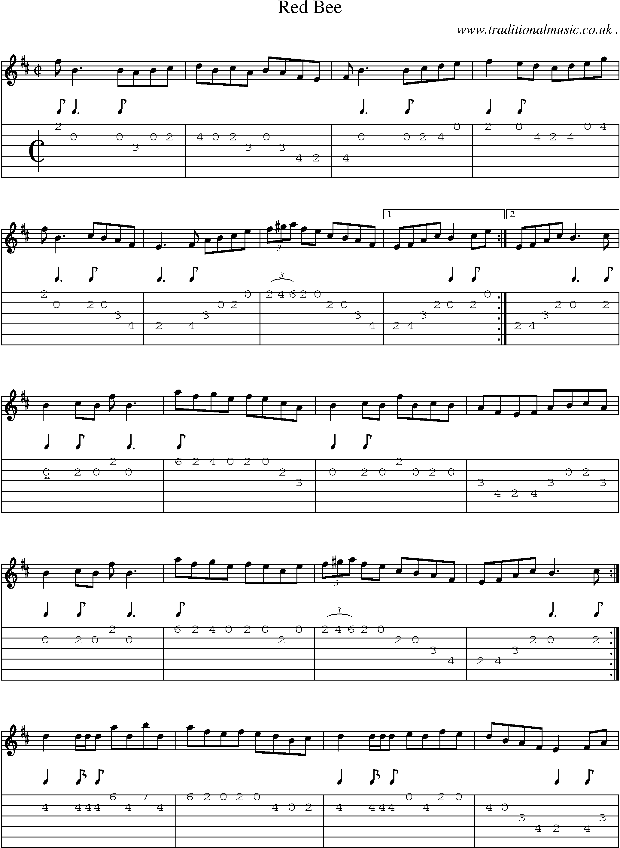 Sheet-Music and Guitar Tabs for Red Bee