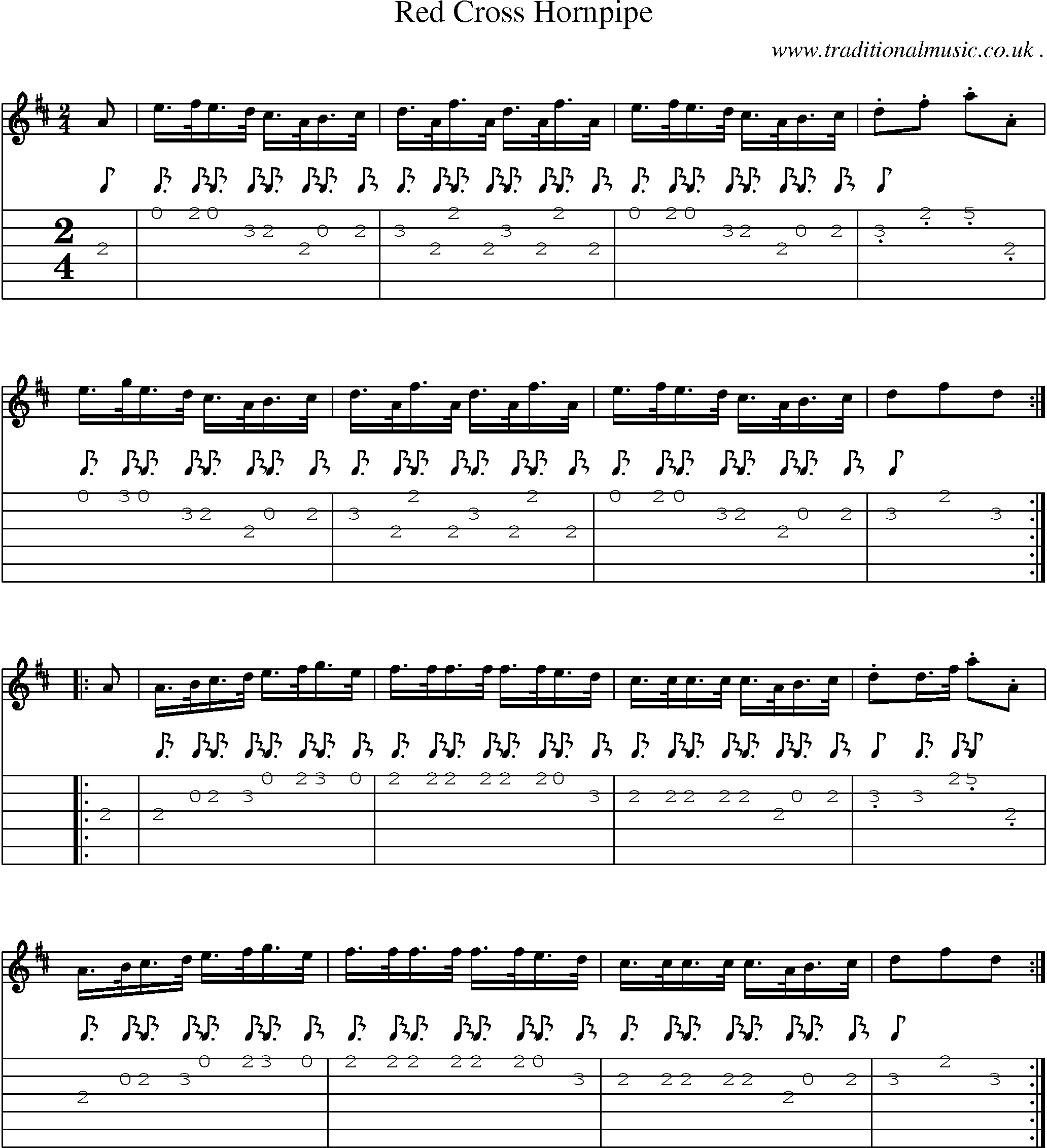 Sheet-Music and Guitar Tabs for Red Cross Hornpipe