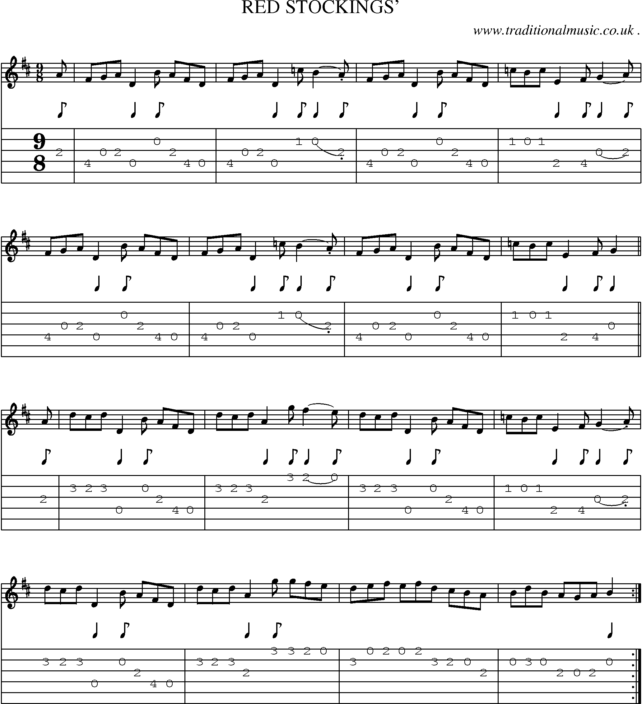 Sheet-Music and Guitar Tabs for Red Stockings