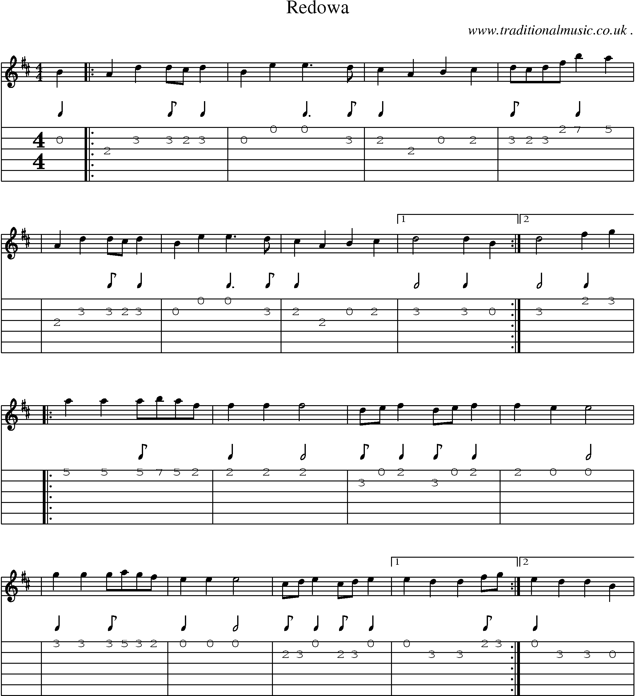 Sheet-Music and Guitar Tabs for Redowa