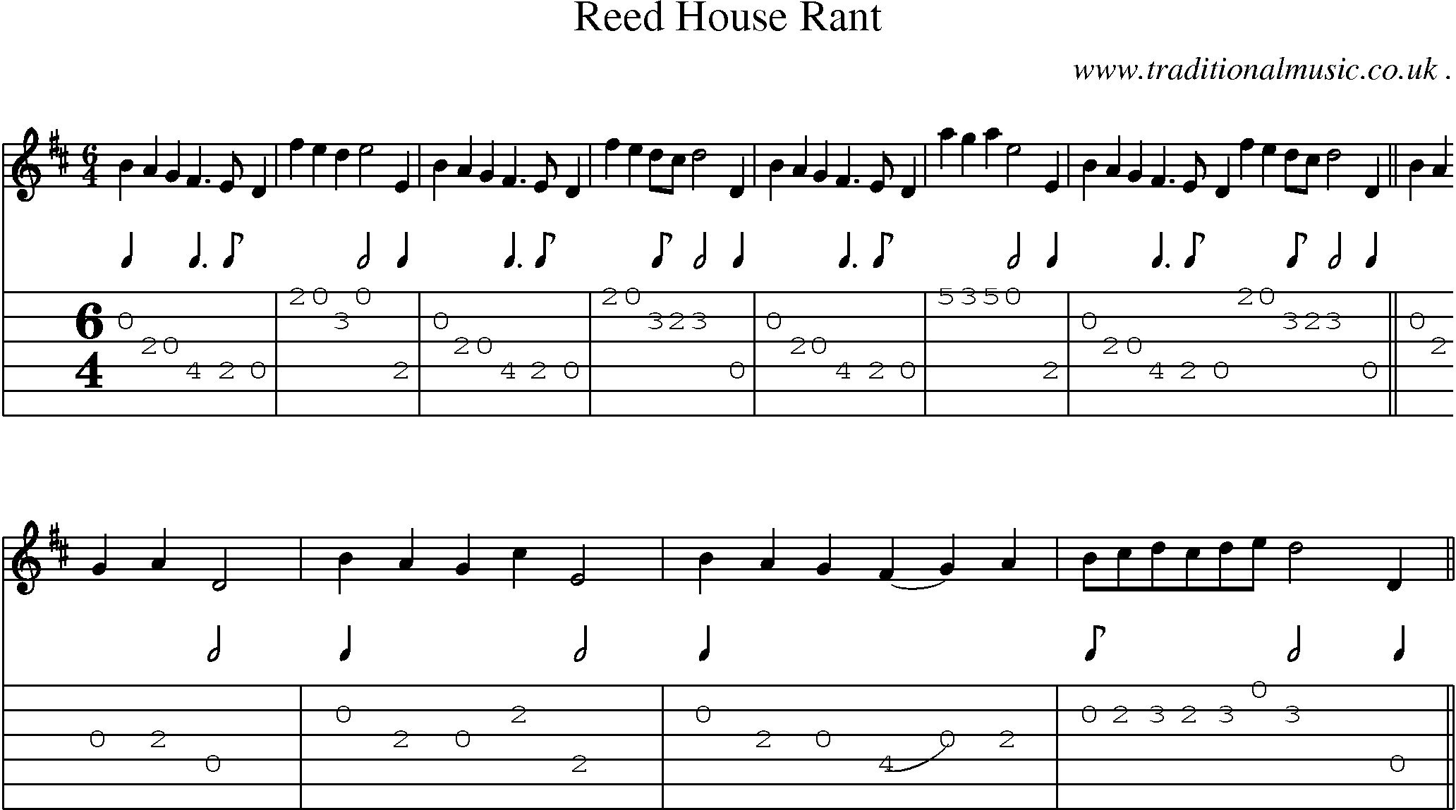 Sheet-Music and Guitar Tabs for Reed House Rant