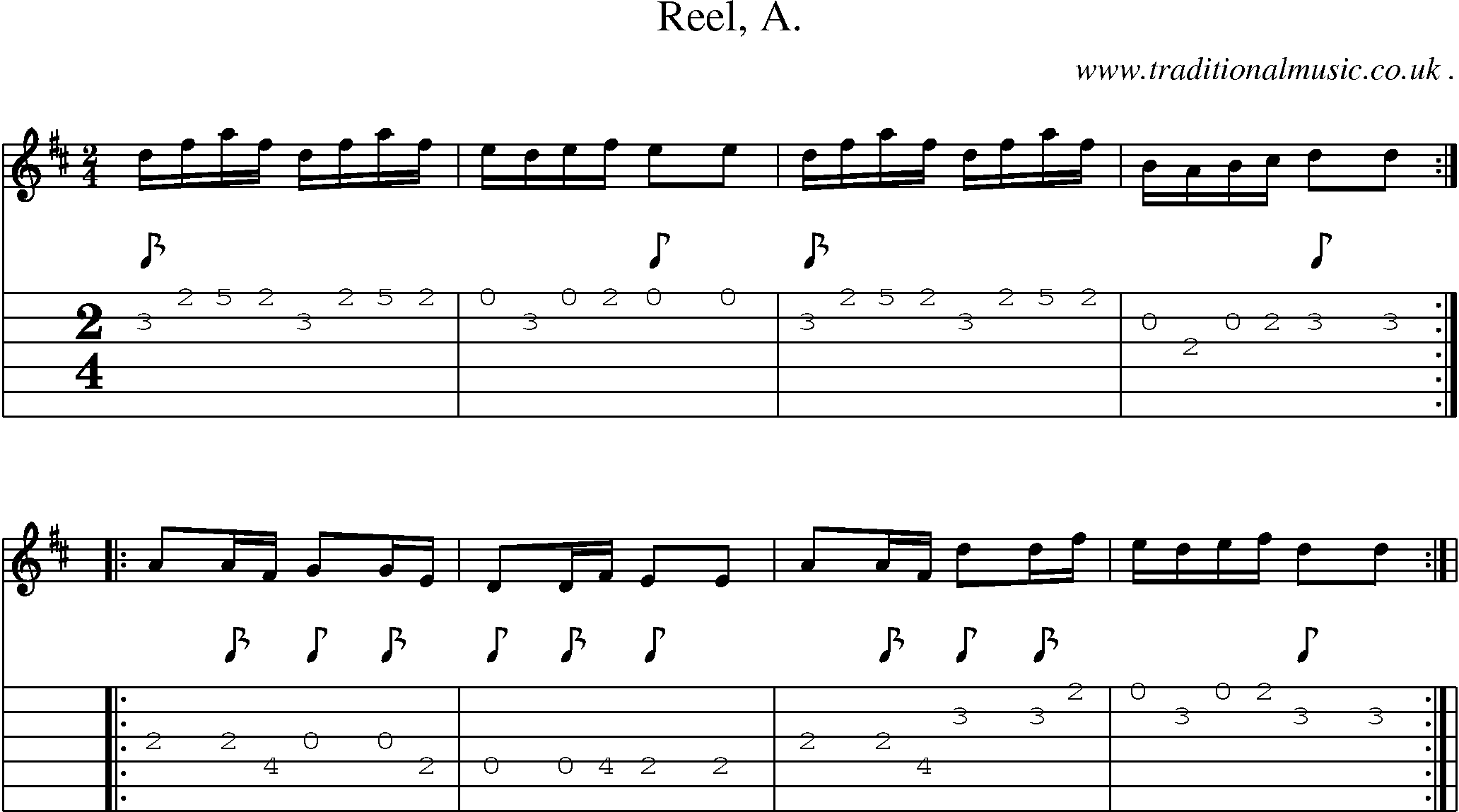 Sheet-Music and Guitar Tabs for Reel A