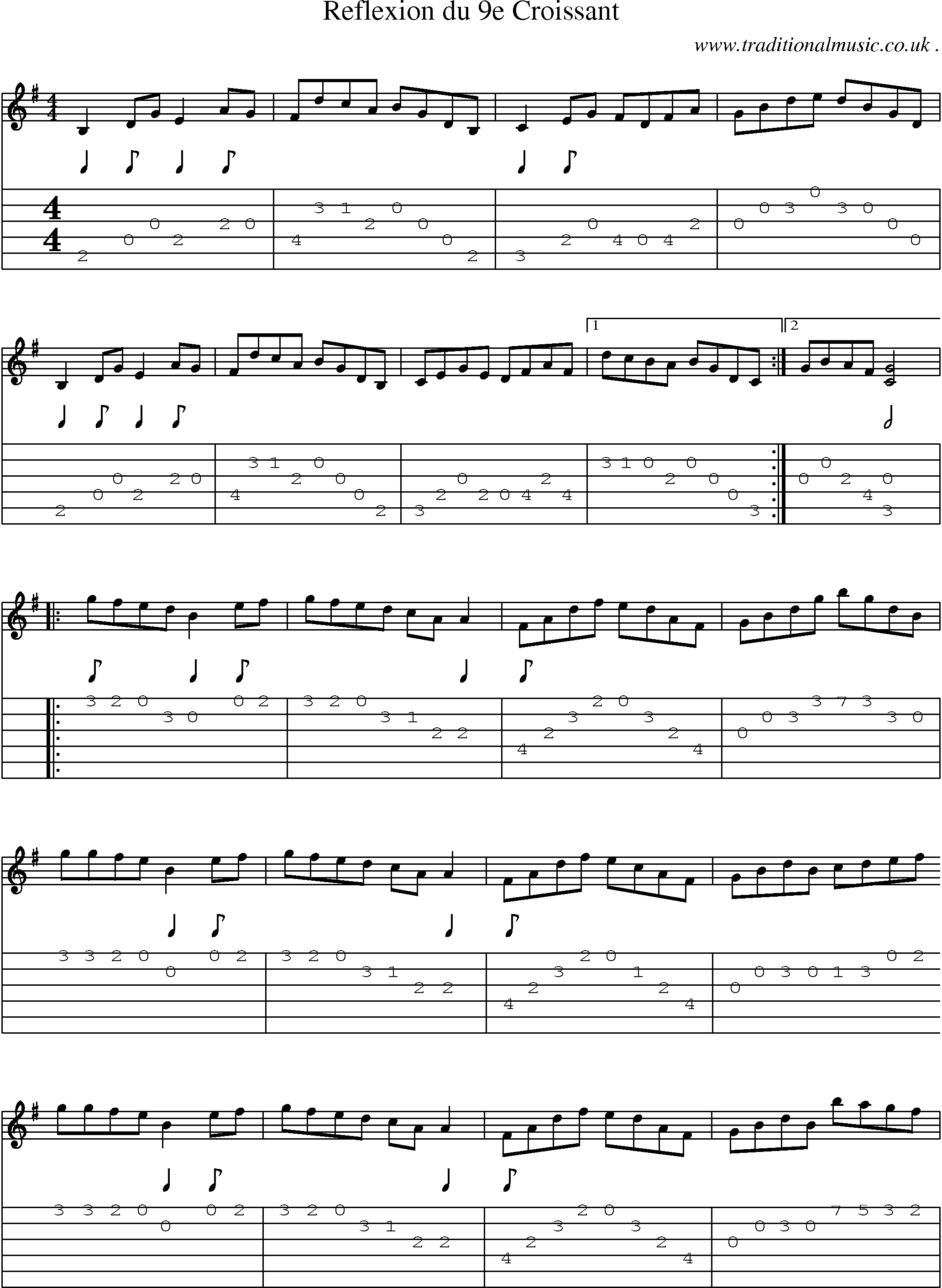 Sheet-Music and Guitar Tabs for Reflexion Du 9e Croissant
