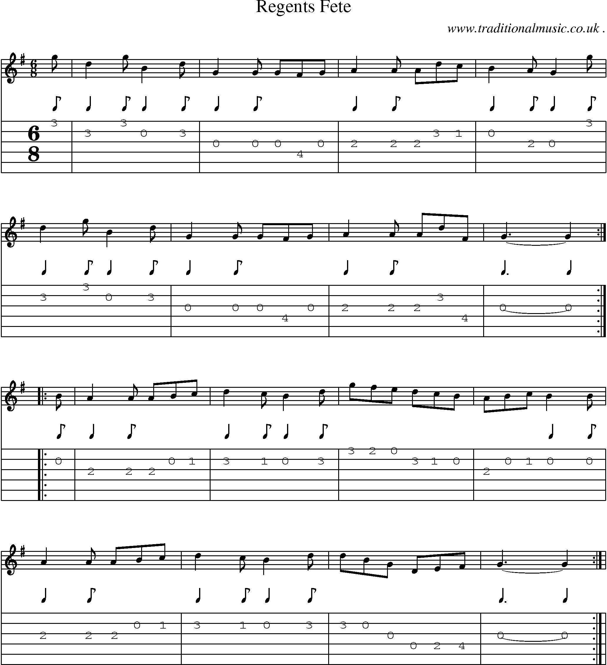 Sheet-Music and Guitar Tabs for Regents Fete