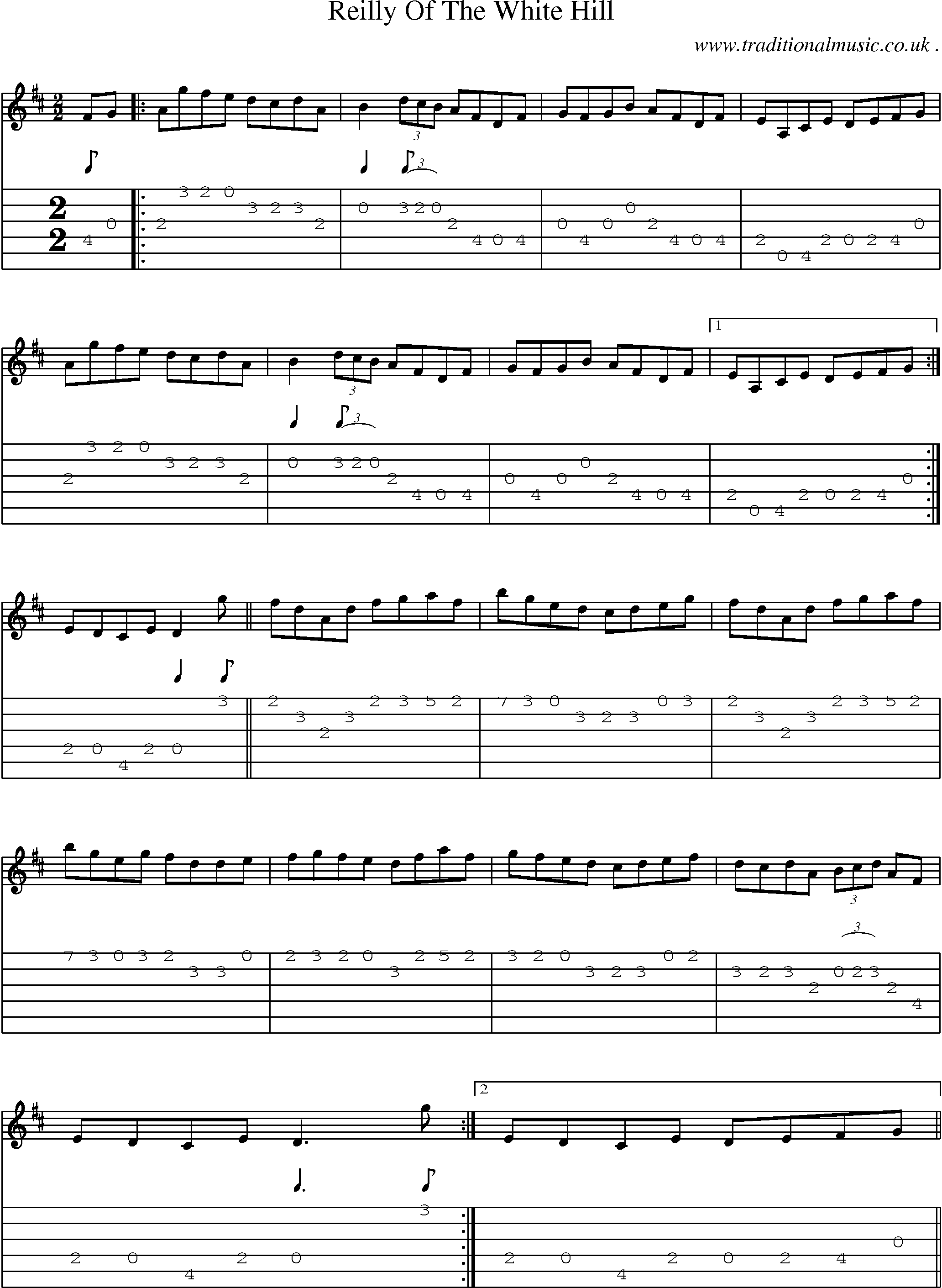 Sheet-Music and Guitar Tabs for Reilly Of The White Hill