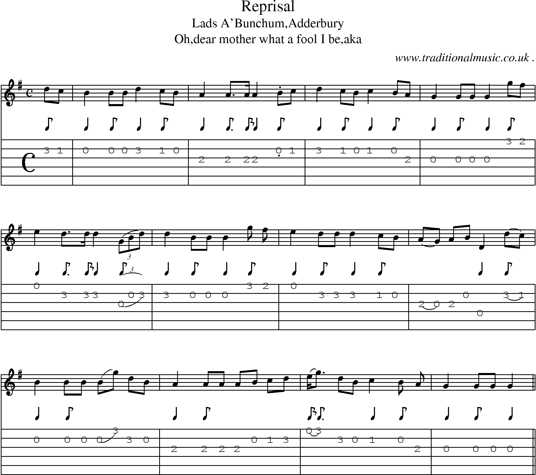 Sheet-Music and Guitar Tabs for Reprisal
