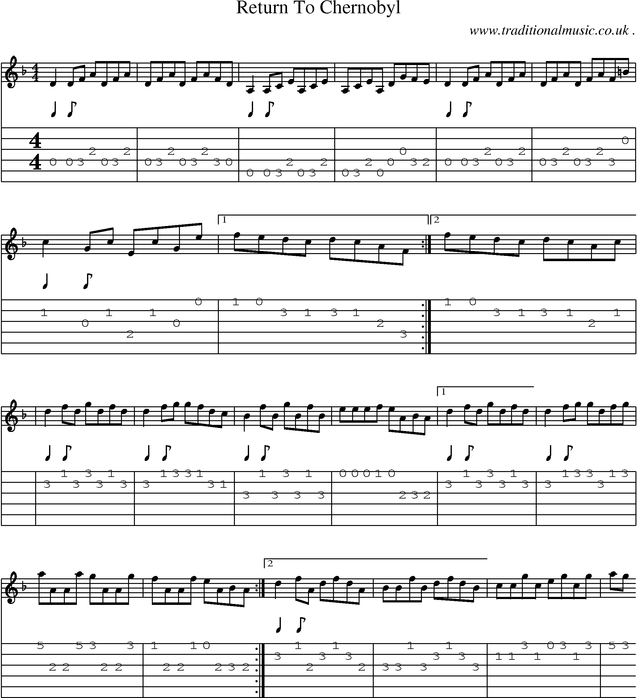 Sheet-Music and Guitar Tabs for Return To Chernobyl