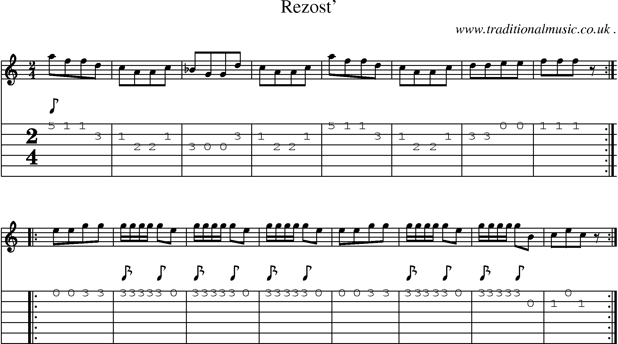 Sheet-Music and Guitar Tabs for Rezost