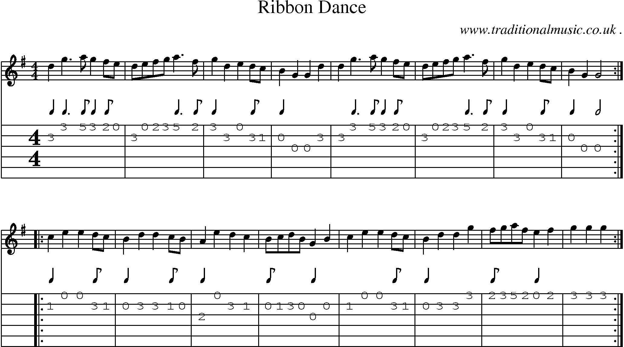 Sheet-Music and Guitar Tabs for Ribbon Dance