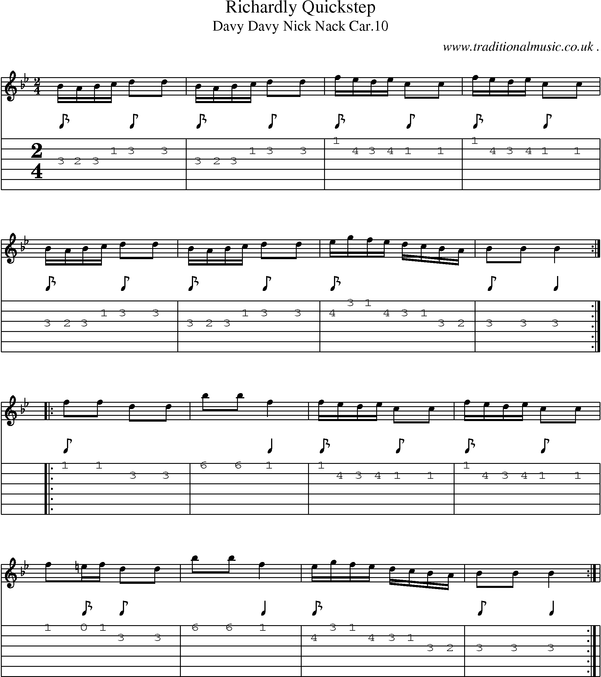 Sheet-Music and Guitar Tabs for Richardly Quickstep