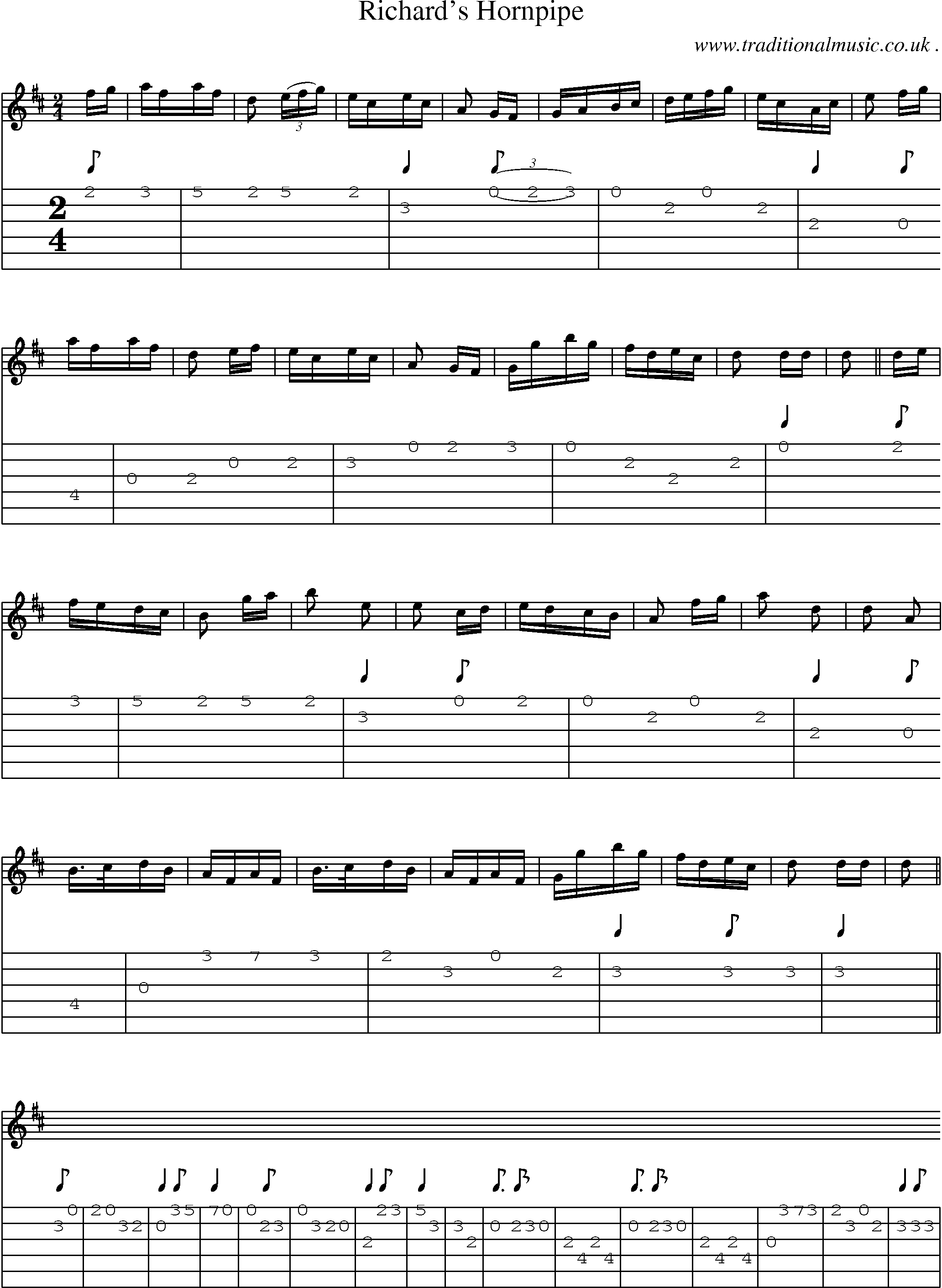 Sheet-Music and Guitar Tabs for Richards Hornpipe