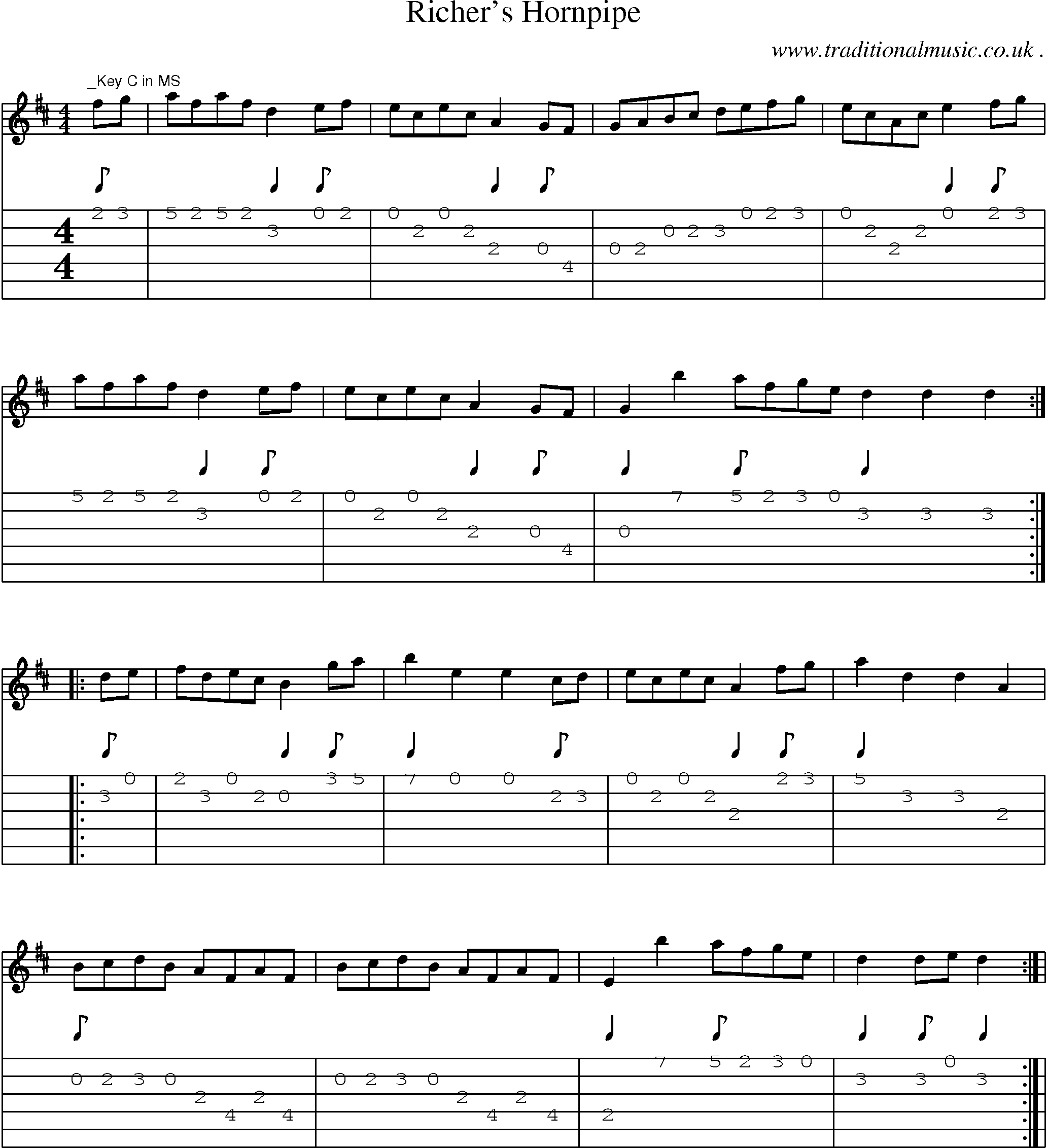 Sheet-Music and Guitar Tabs for Richers Hornpipe
