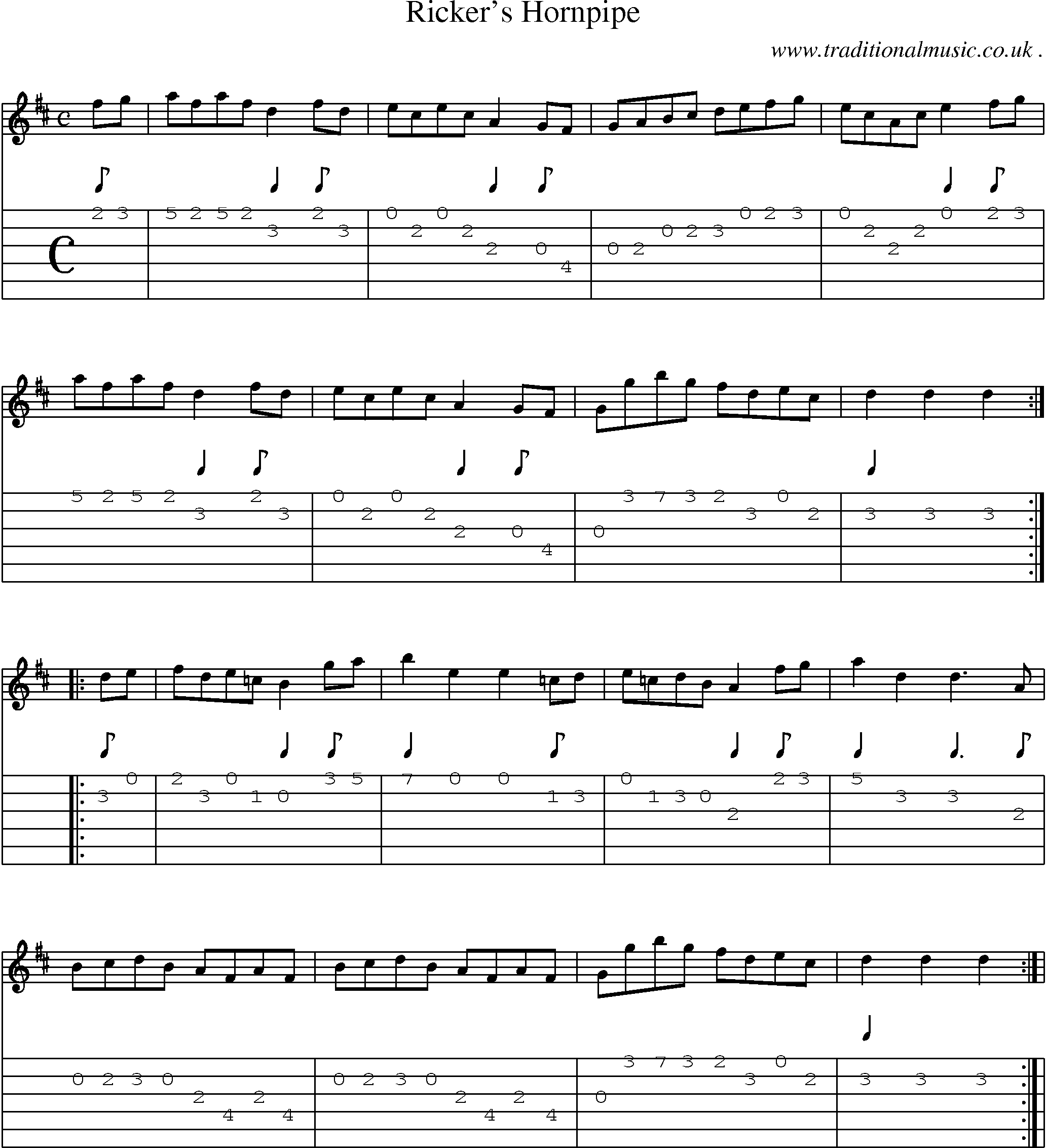 Sheet-Music and Guitar Tabs for Ricker Hornpipe