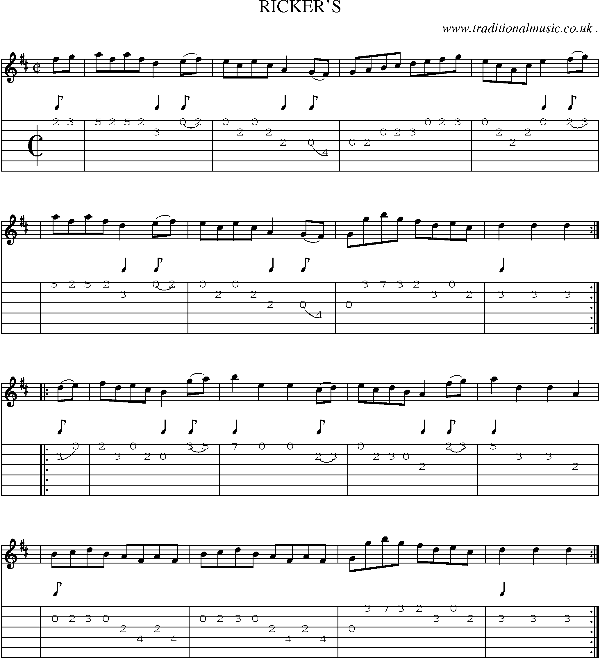 Sheet-Music and Guitar Tabs for Rickers
