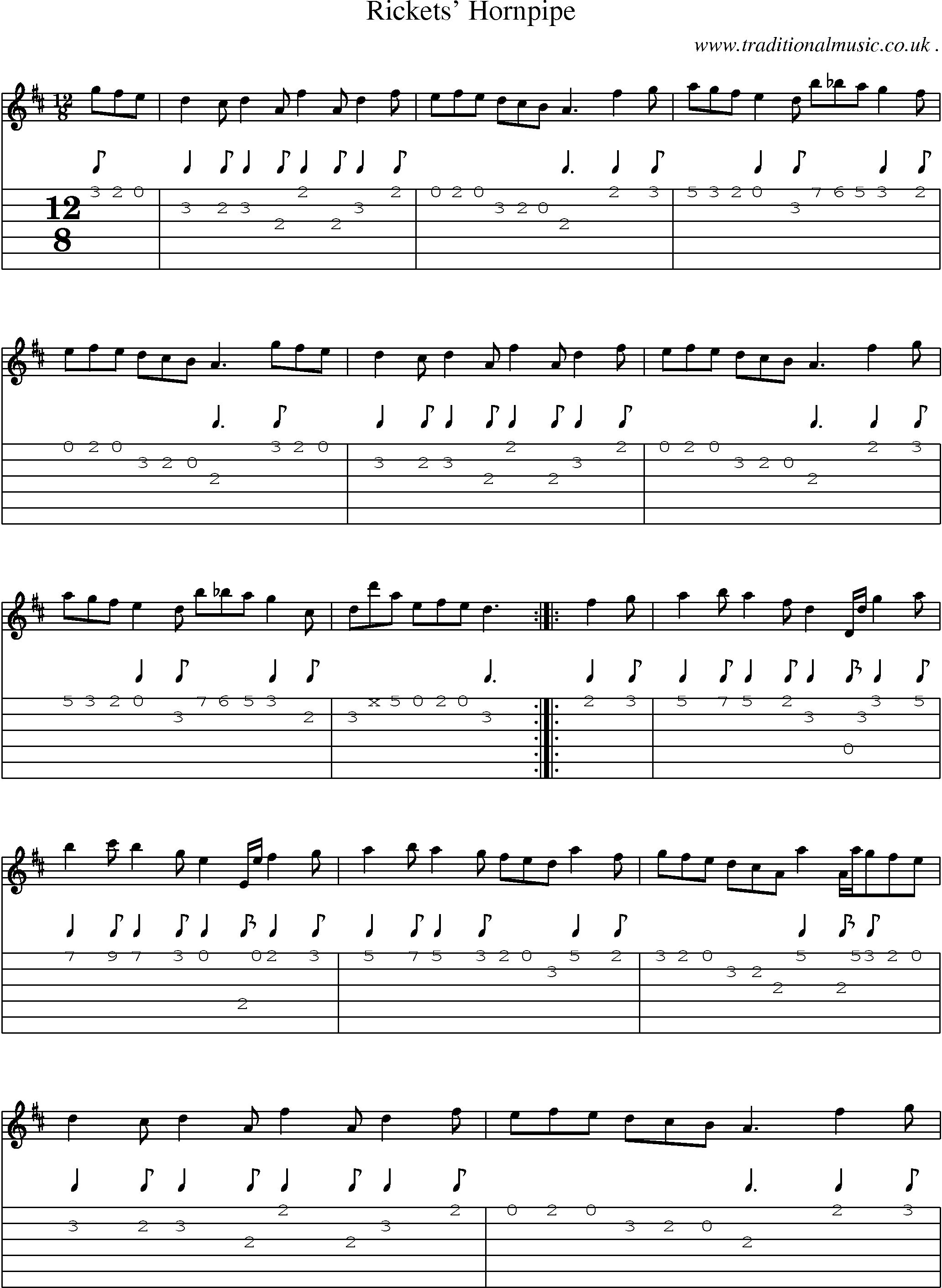 Sheet-Music and Guitar Tabs for Rickets Hornpipe