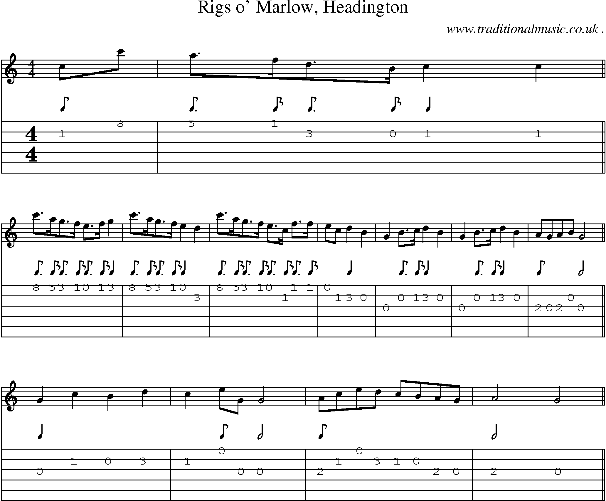 Sheet-Music and Guitar Tabs for Rigs O Marlow Headington