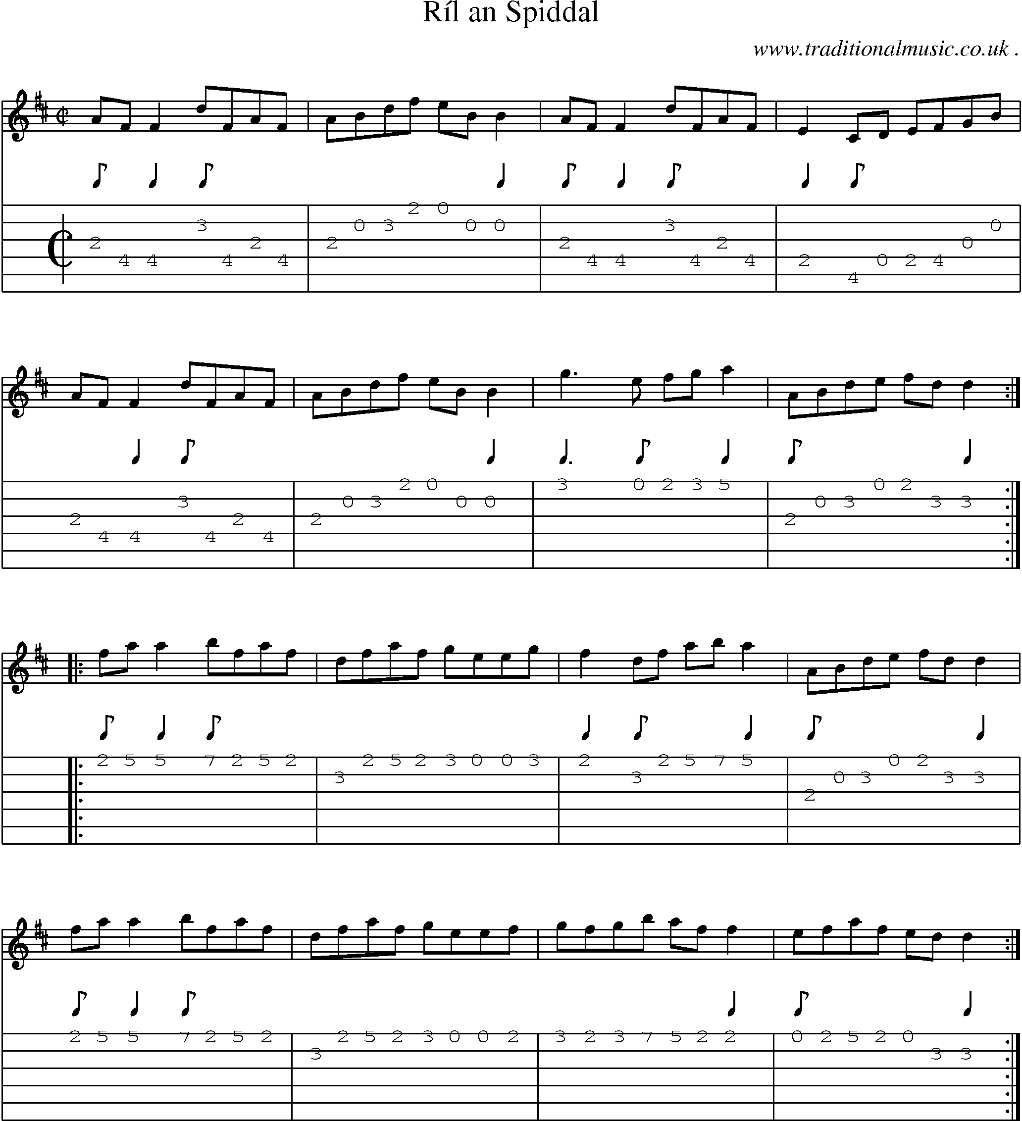 Sheet-Music and Guitar Tabs for Ril An Spiddal
