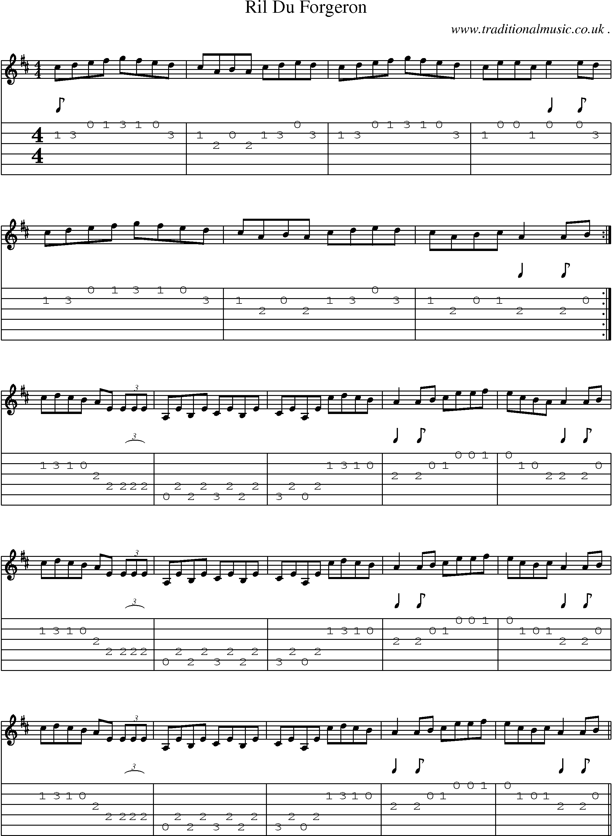 Sheet-Music and Guitar Tabs for Ril Du Forgeron
