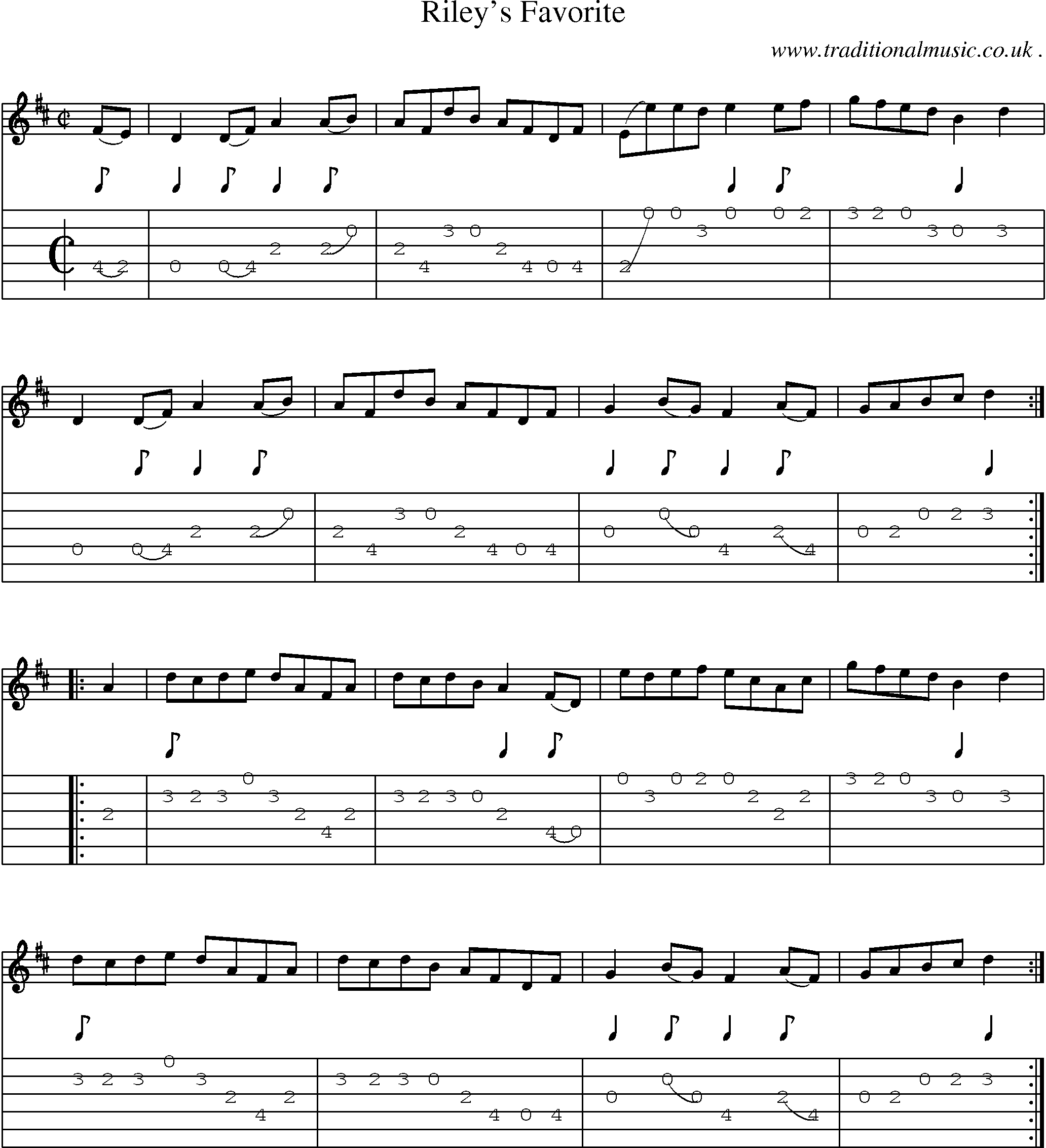 Sheet-Music and Guitar Tabs for Rileys Favorite