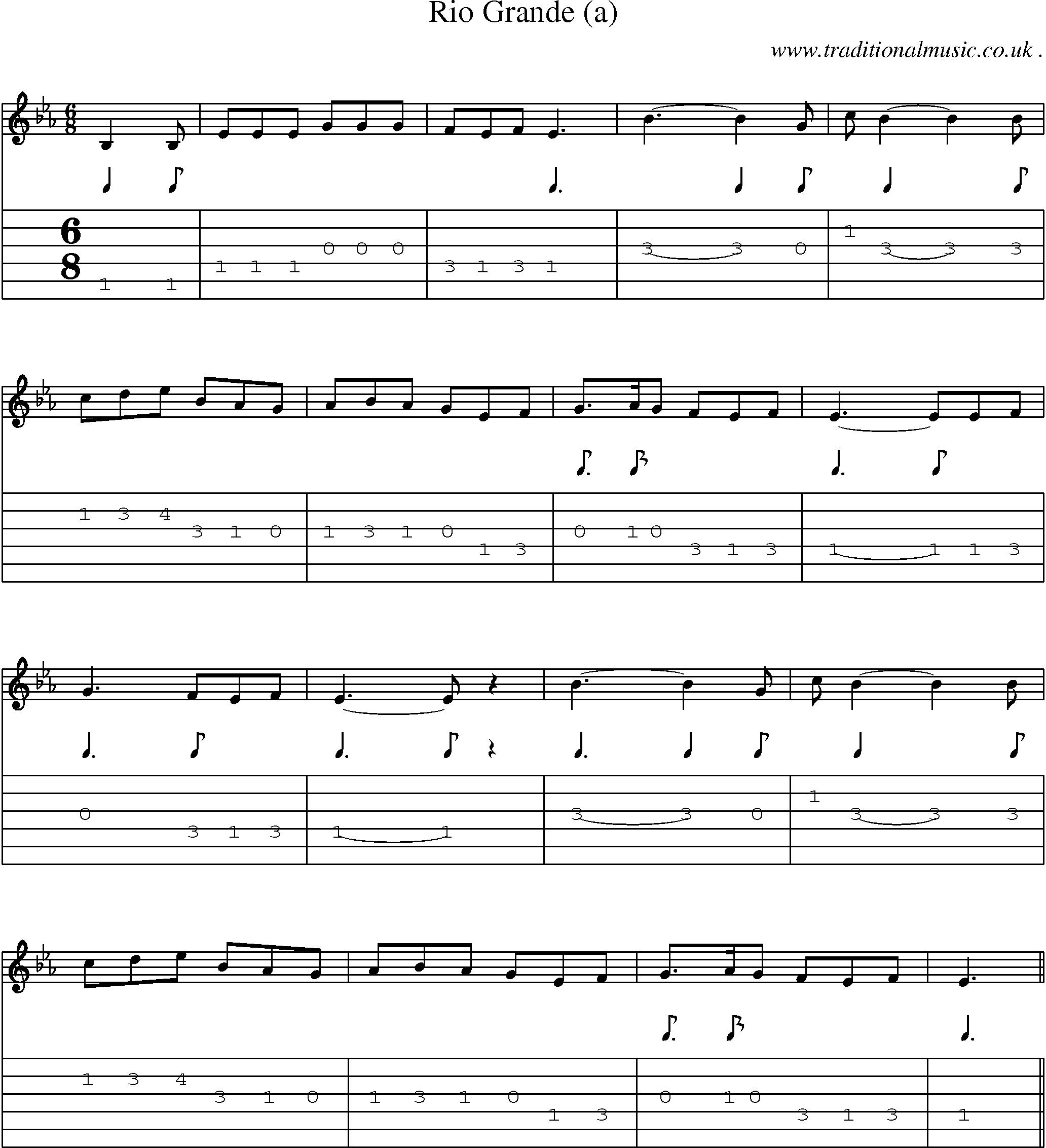 Sheet-Music and Guitar Tabs for Rio Grande (a)