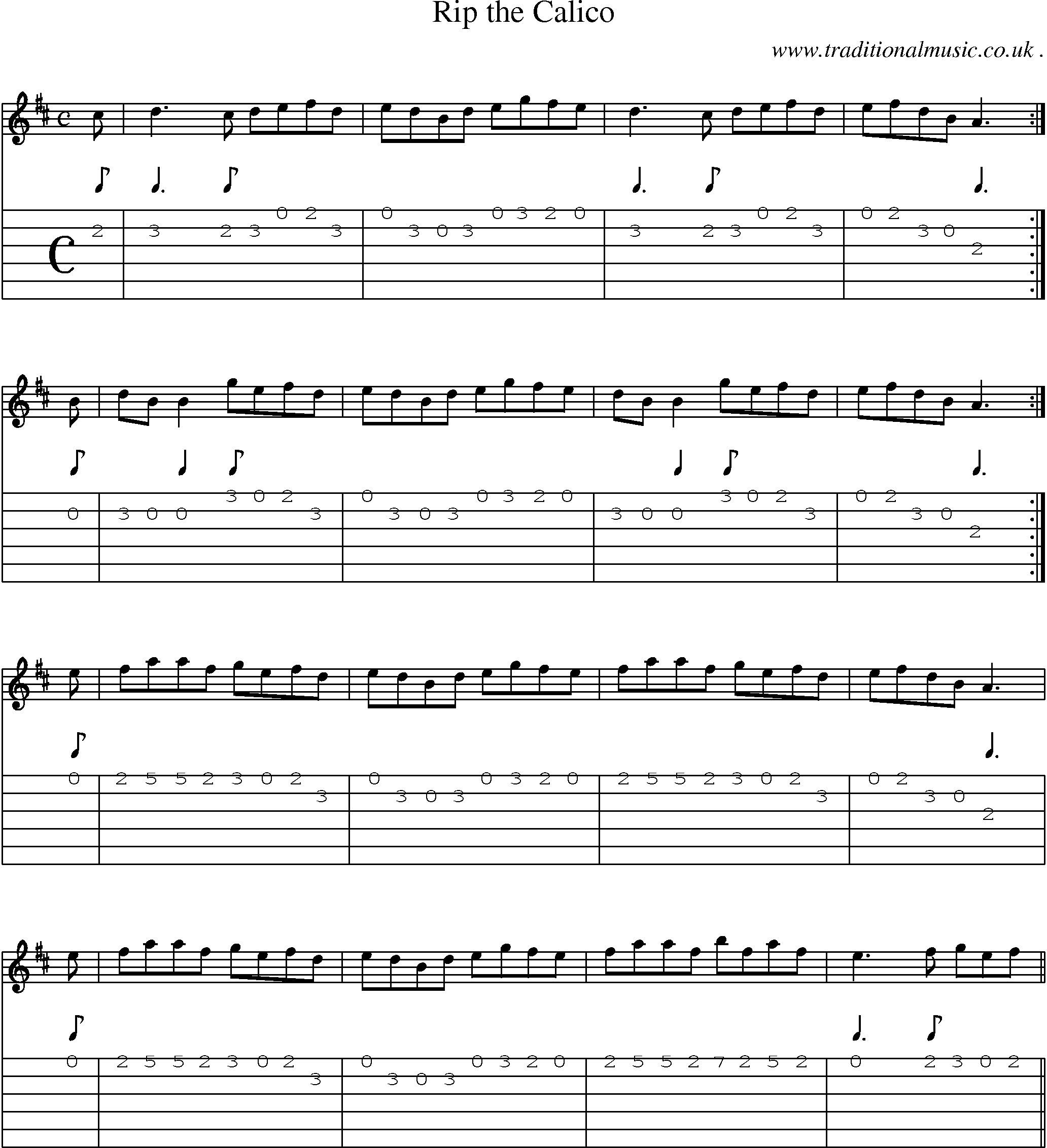 Sheet-Music and Guitar Tabs for Rip The Calico