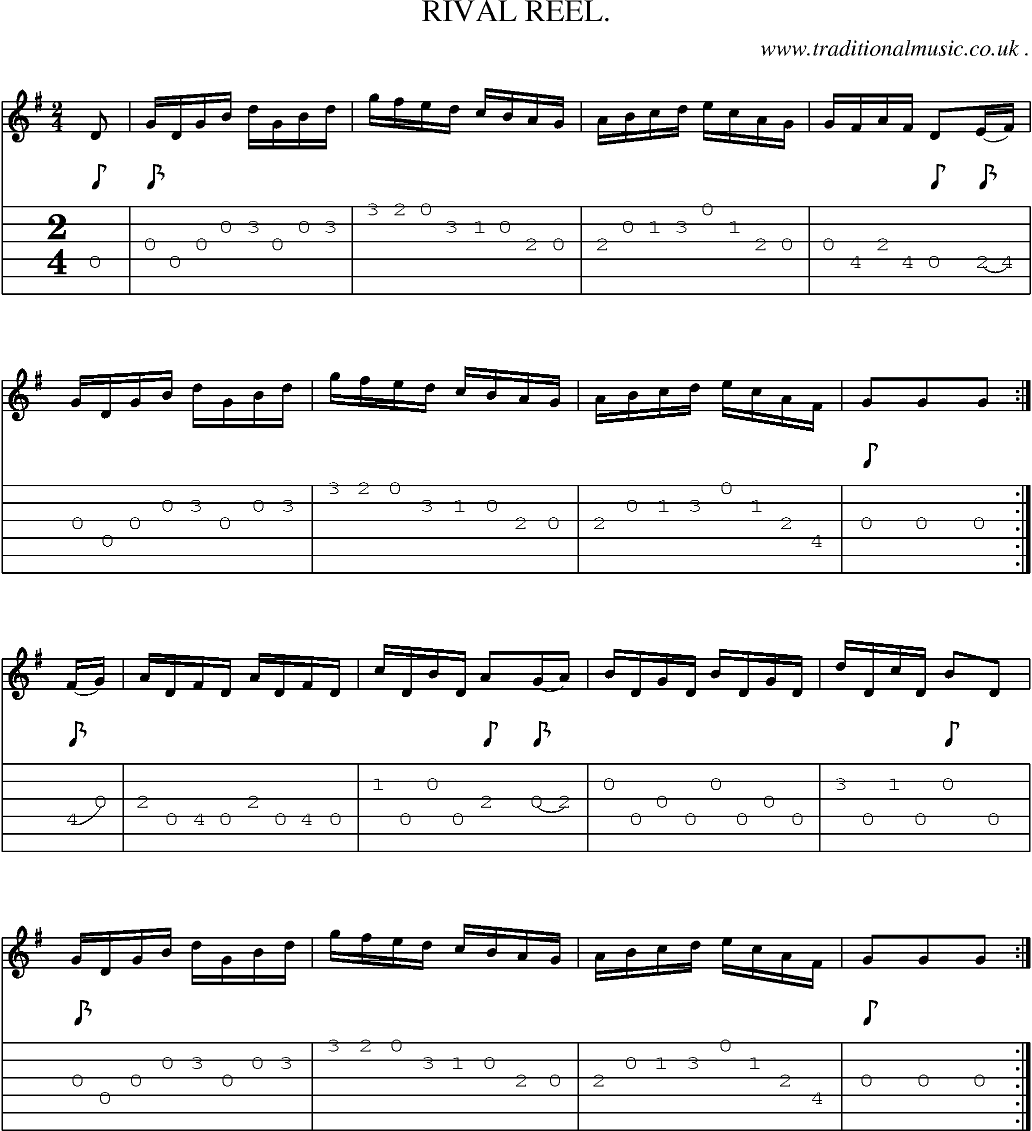 Sheet-Music and Guitar Tabs for Rival Reel