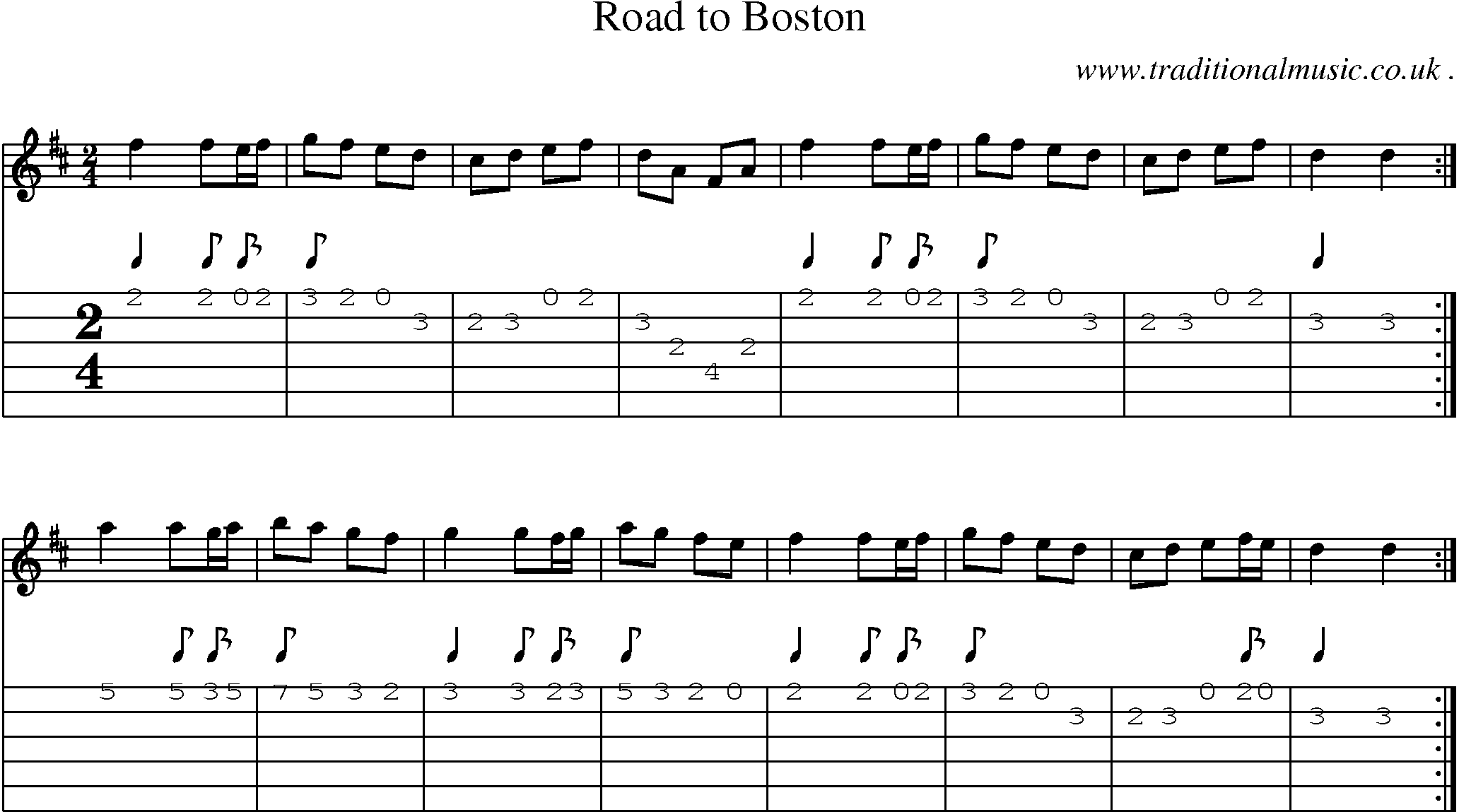 Sheet-Music and Guitar Tabs for Road To Boston