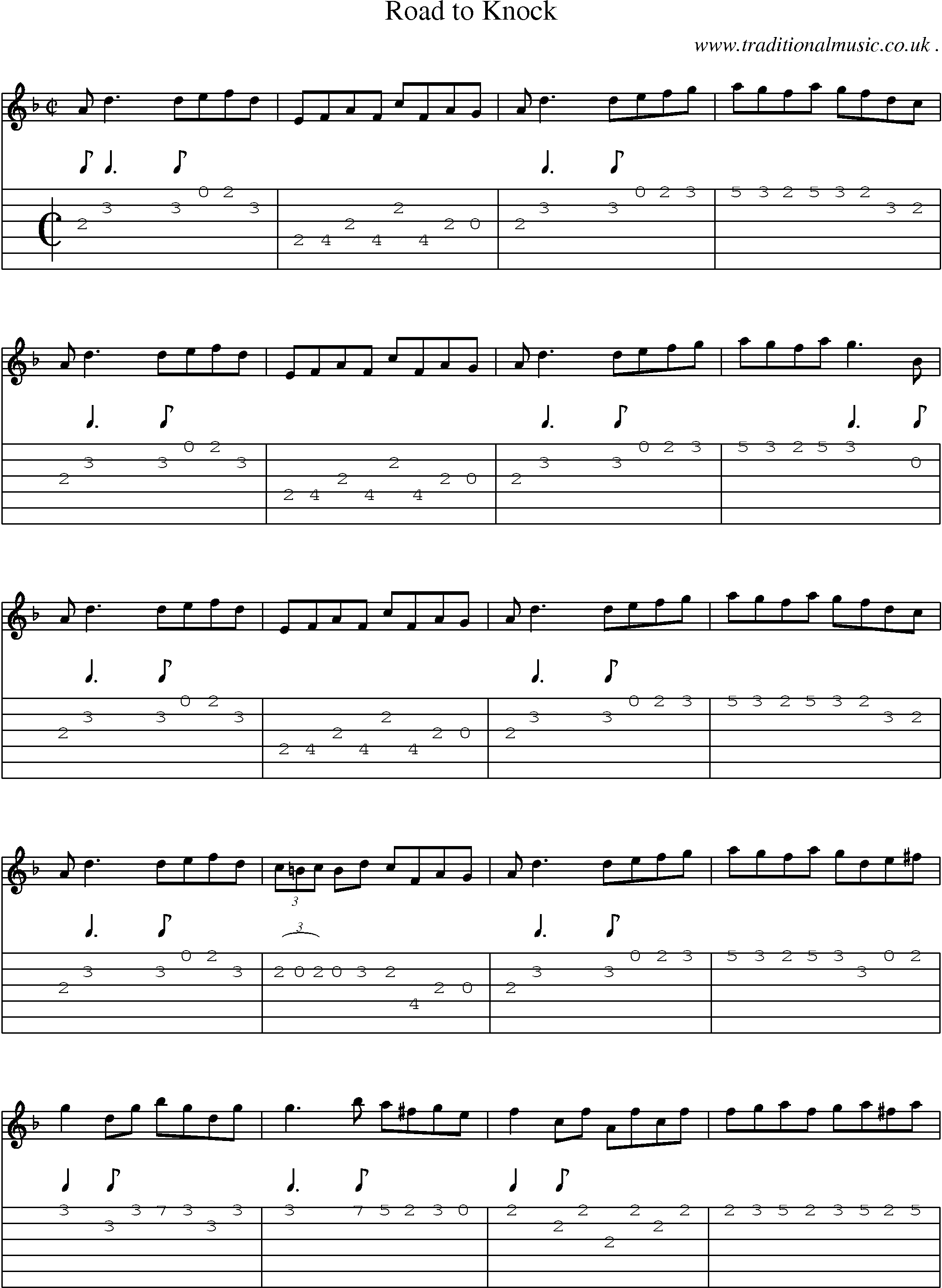 Sheet-Music and Guitar Tabs for Road To Knock
