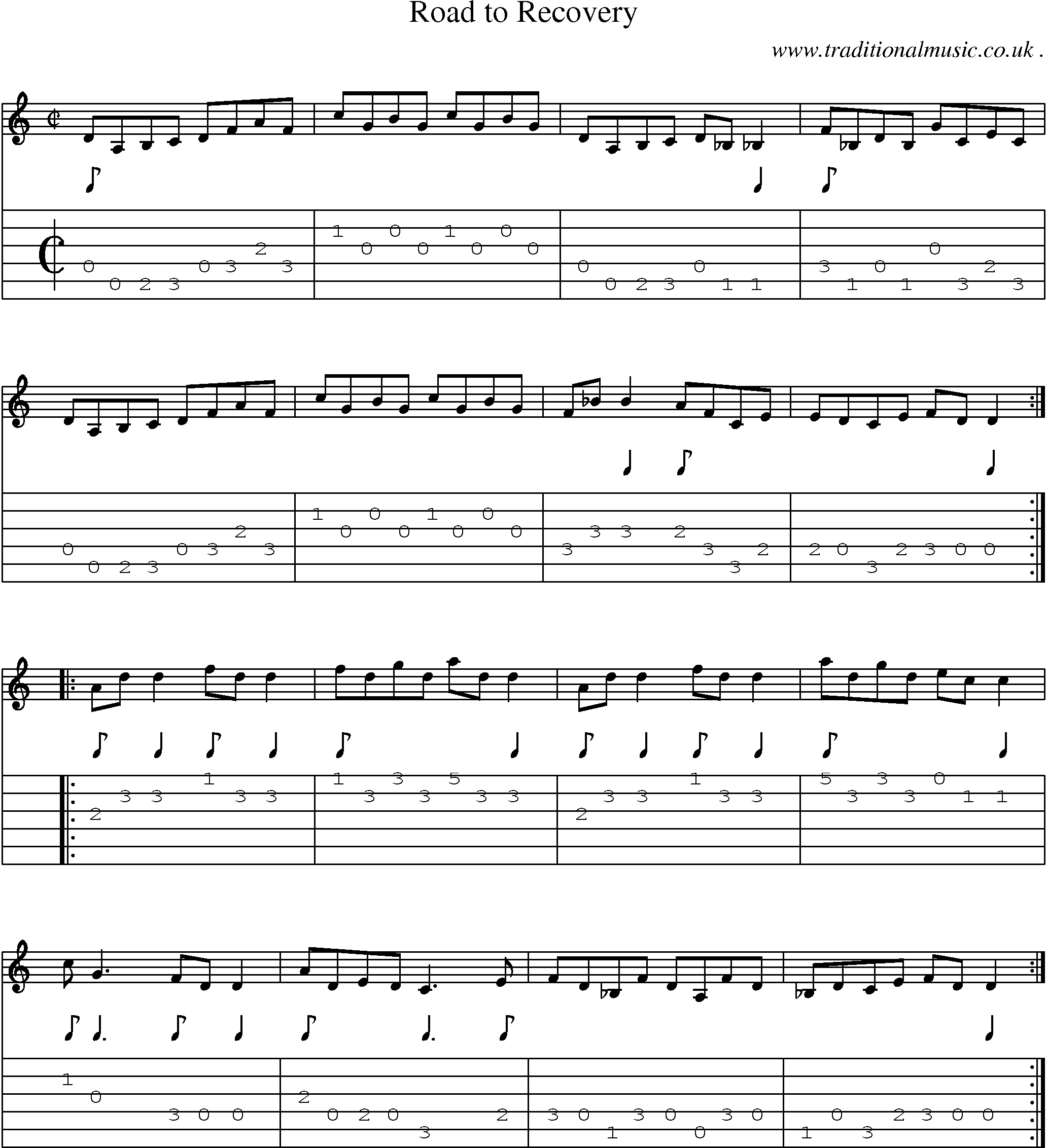 Sheet-Music and Guitar Tabs for Road To Recovery