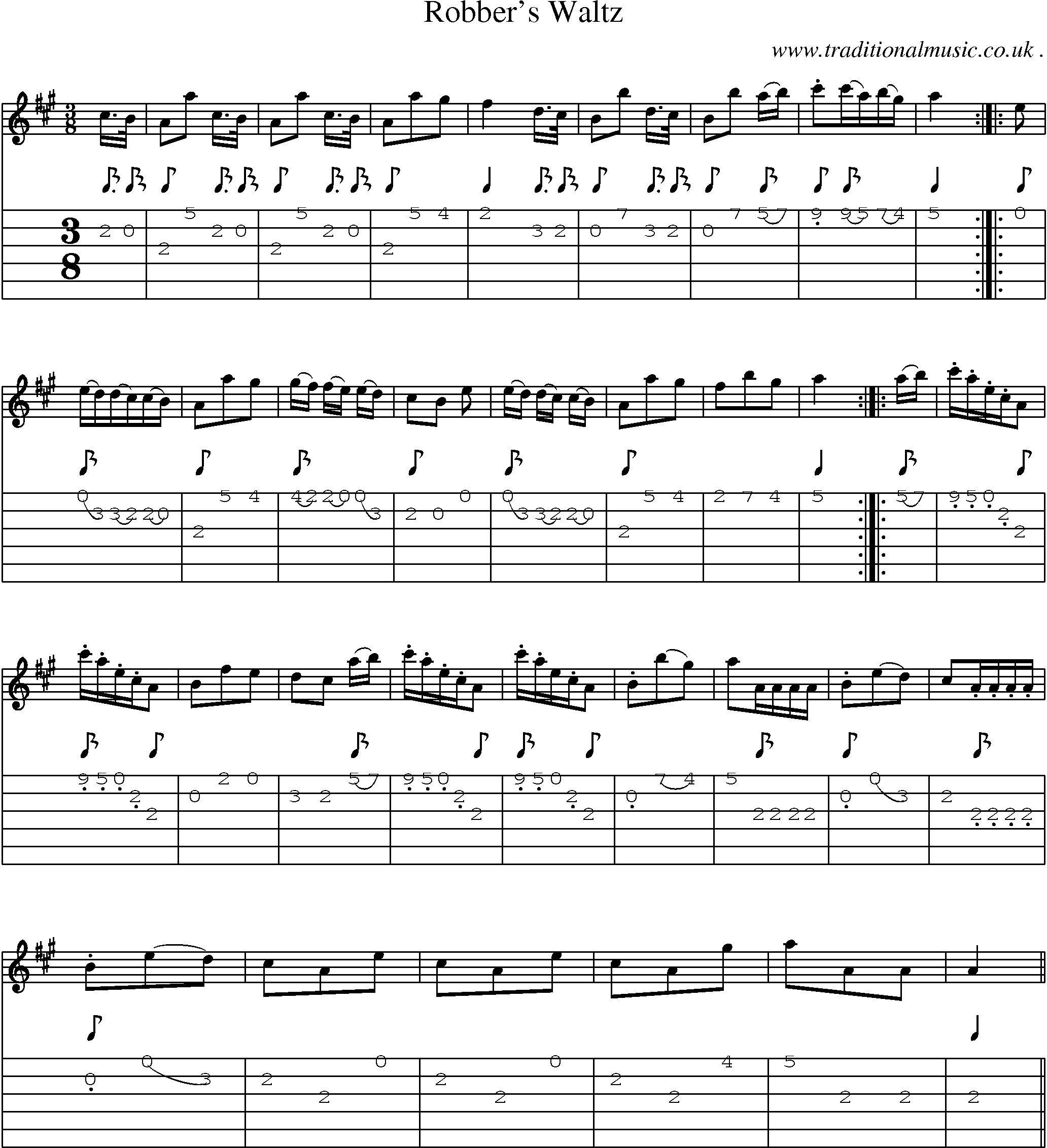 Sheet-Music and Guitar Tabs for Robbers Waltz
