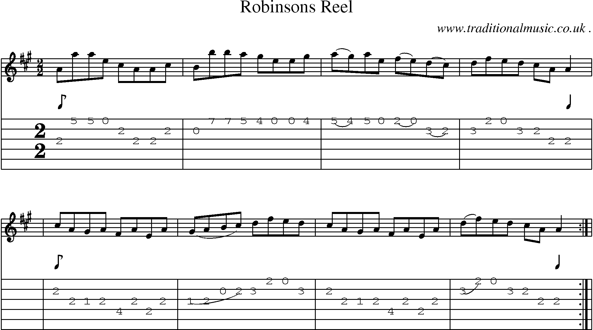 Sheet-Music and Guitar Tabs for Robinsons Reel