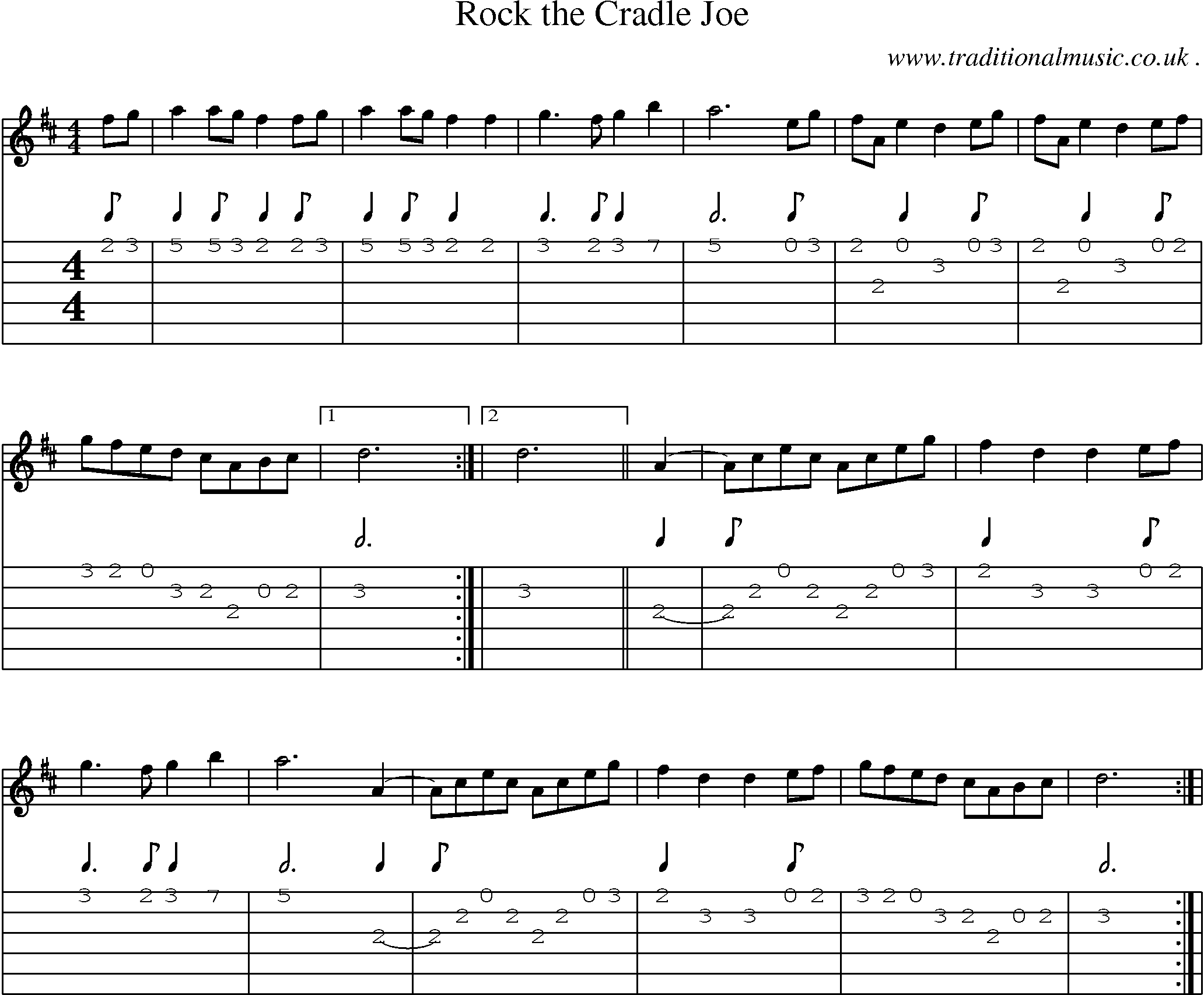Sheet-Music and Guitar Tabs for Rock The Cradle Joe