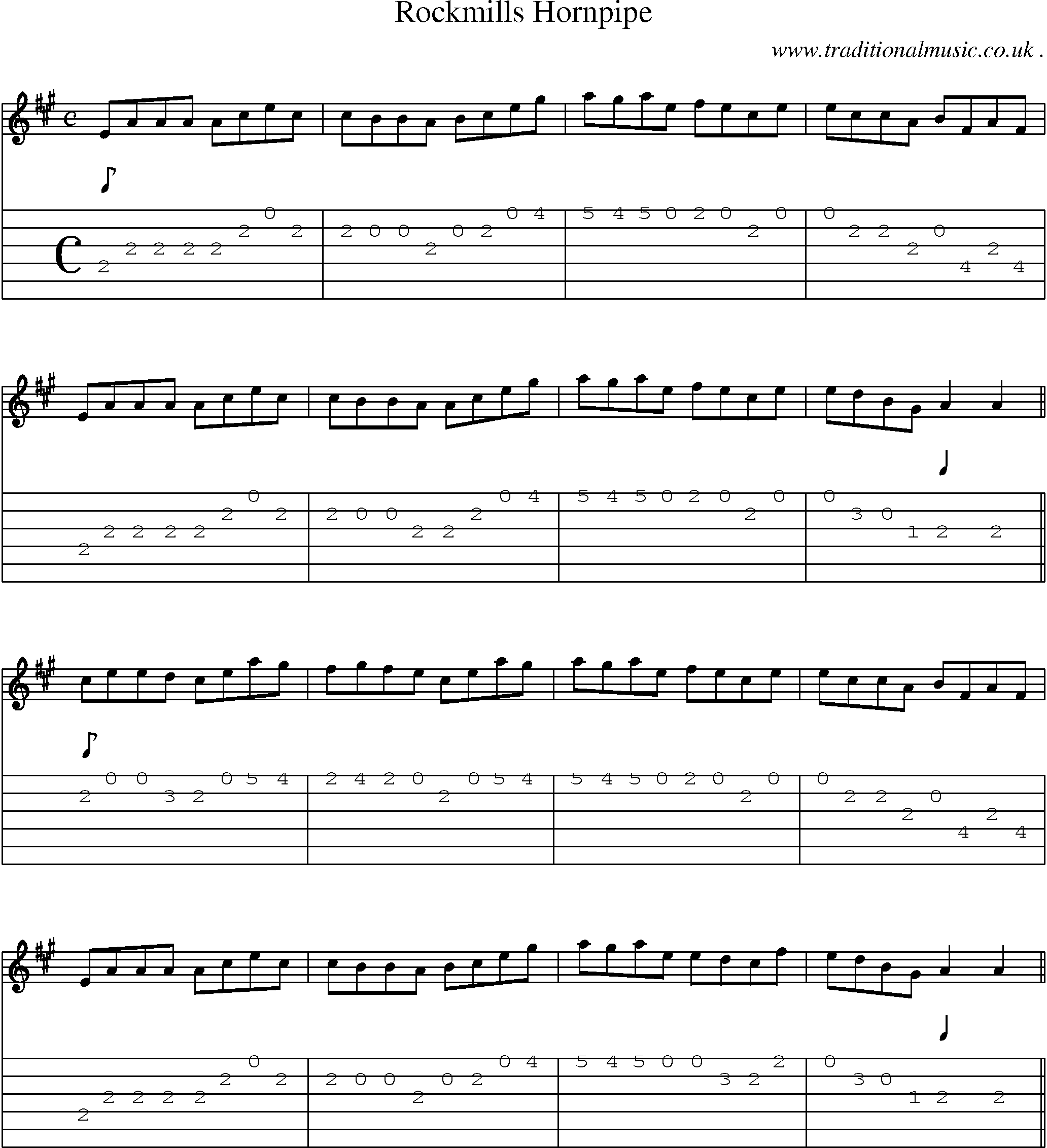 Sheet-Music and Guitar Tabs for Rockmills Hornpipe