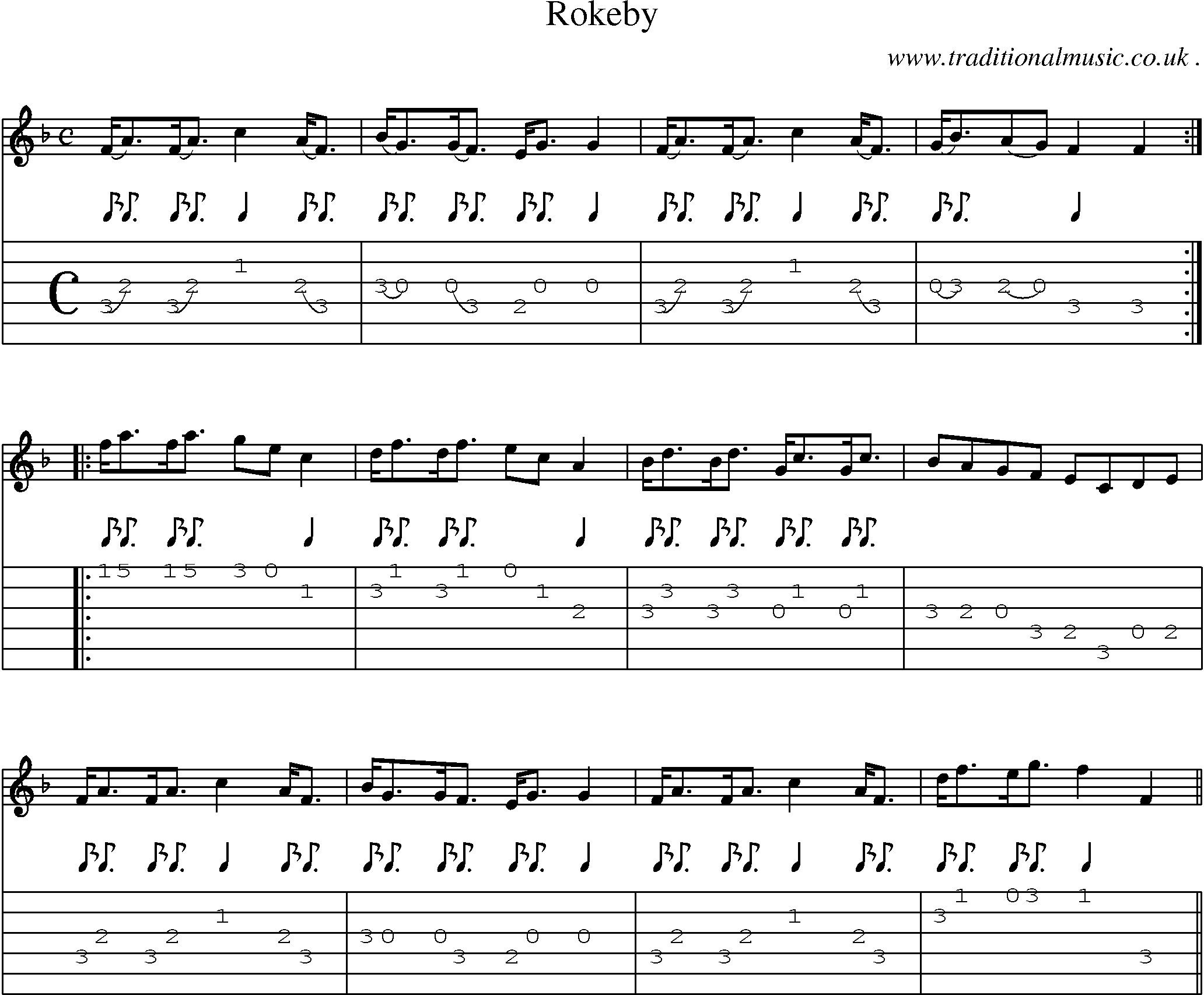 Sheet-Music and Guitar Tabs for Rokeby