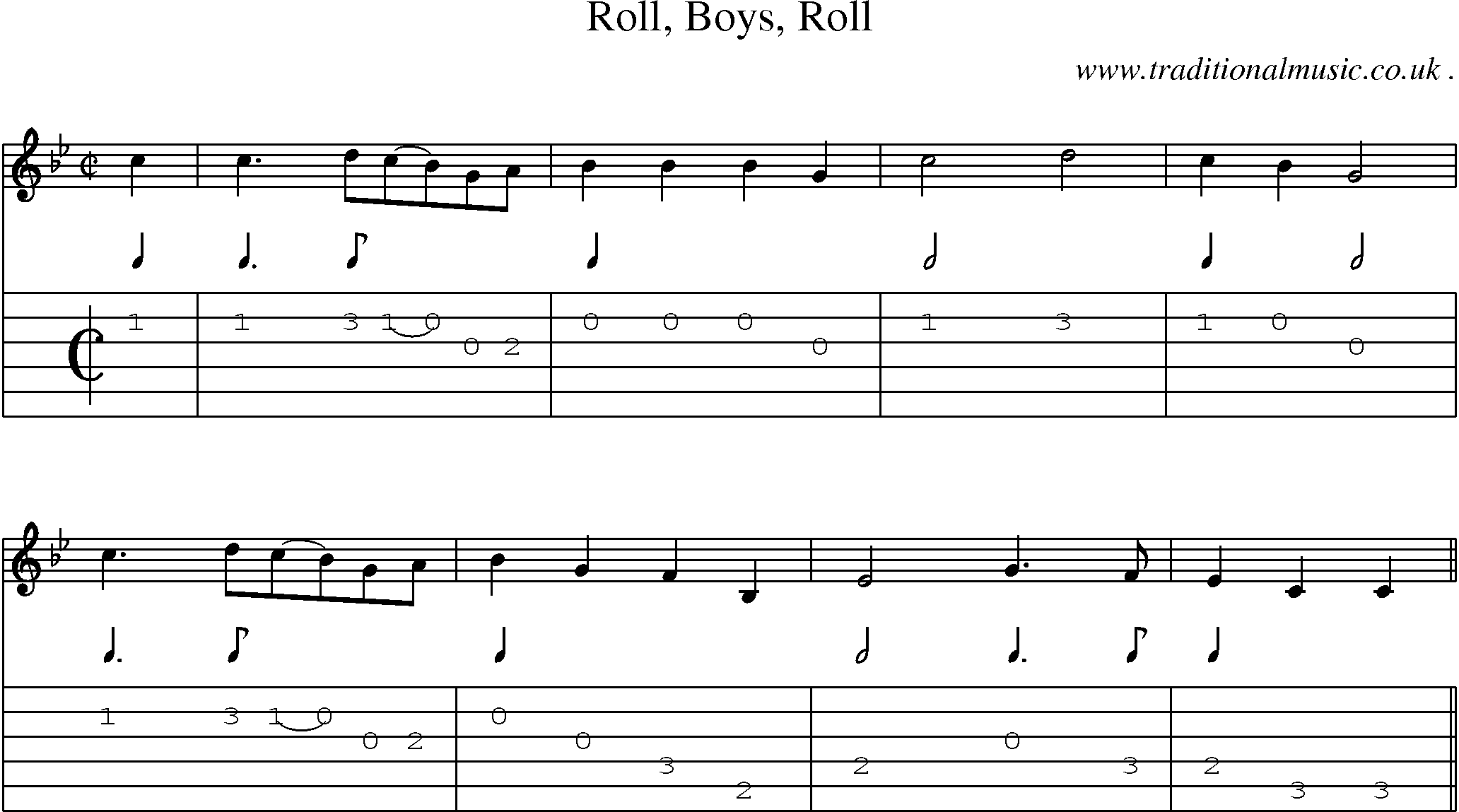 Sheet-Music and Guitar Tabs for Roll Boys Roll