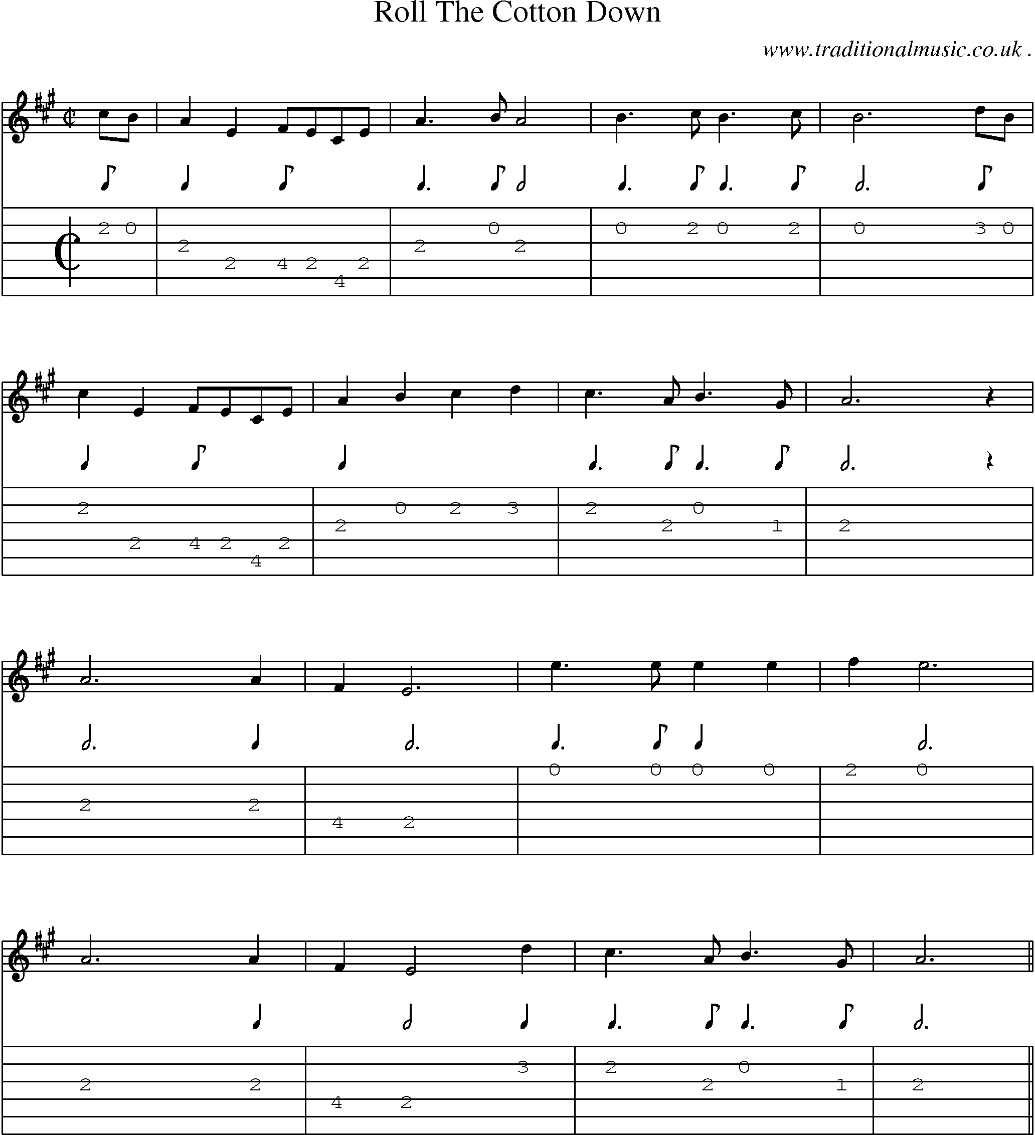 Sheet-Music and Guitar Tabs for Roll The Cotton Down