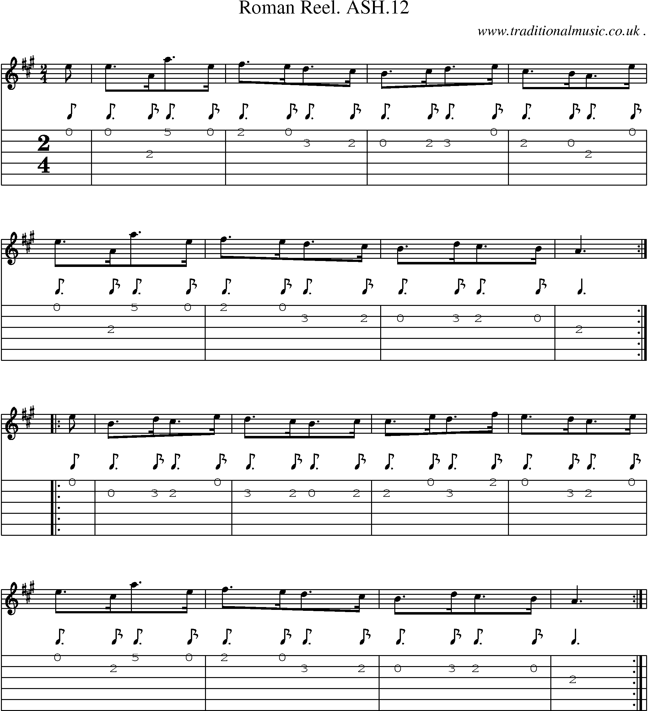 Sheet-Music and Guitar Tabs for Roman Reel Ash12
