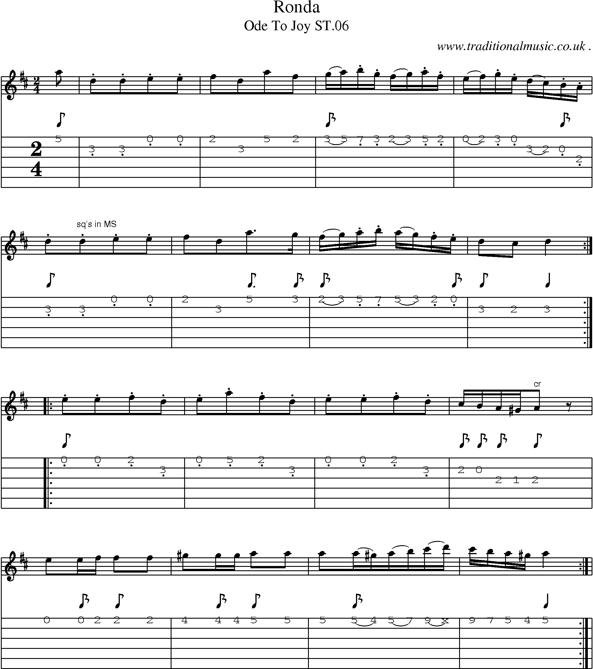 Sheet-Music and Guitar Tabs for Ronda