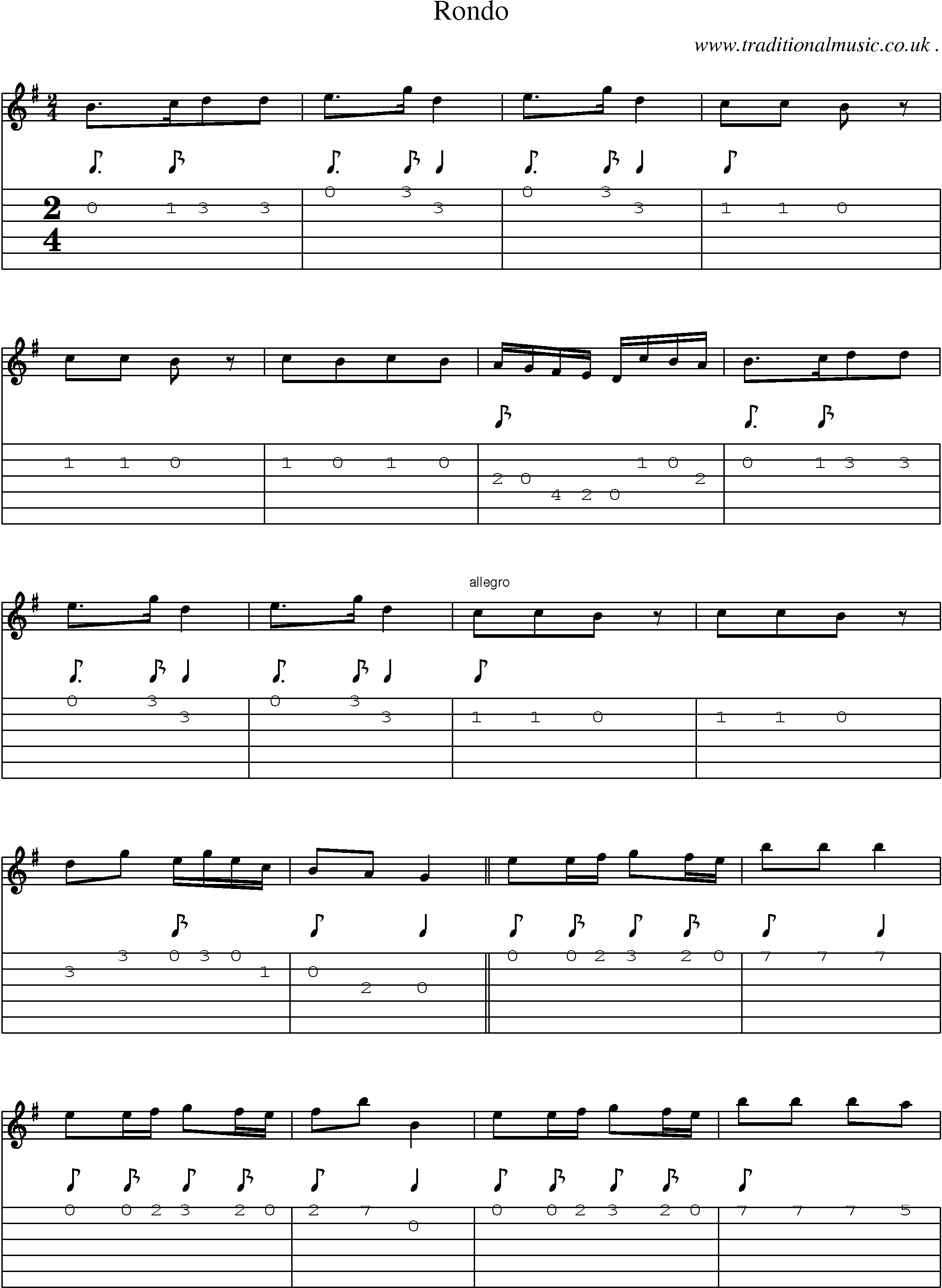 Sheet-Music and Guitar Tabs for Rondo