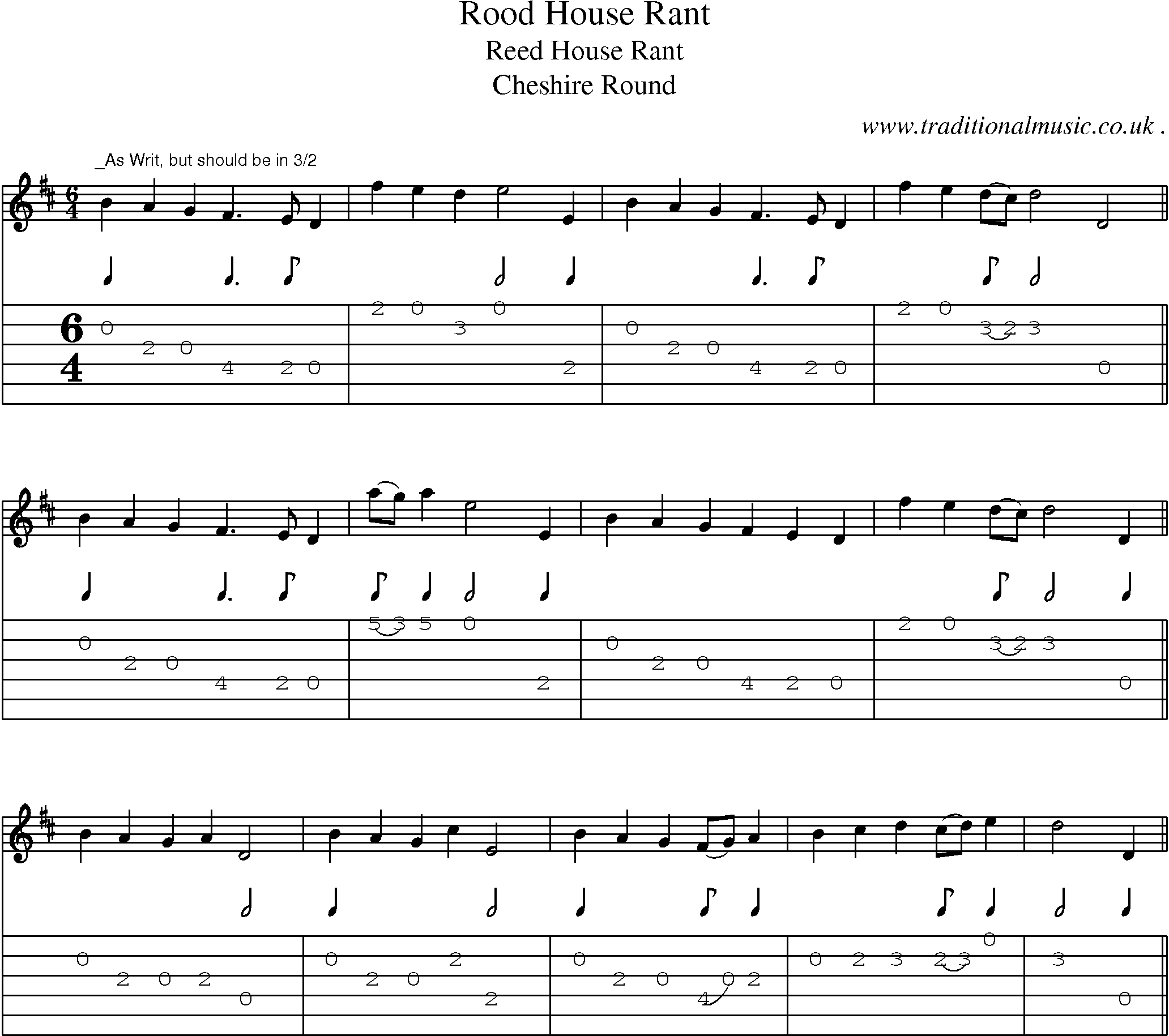 Sheet-Music and Guitar Tabs for Rood House Rant