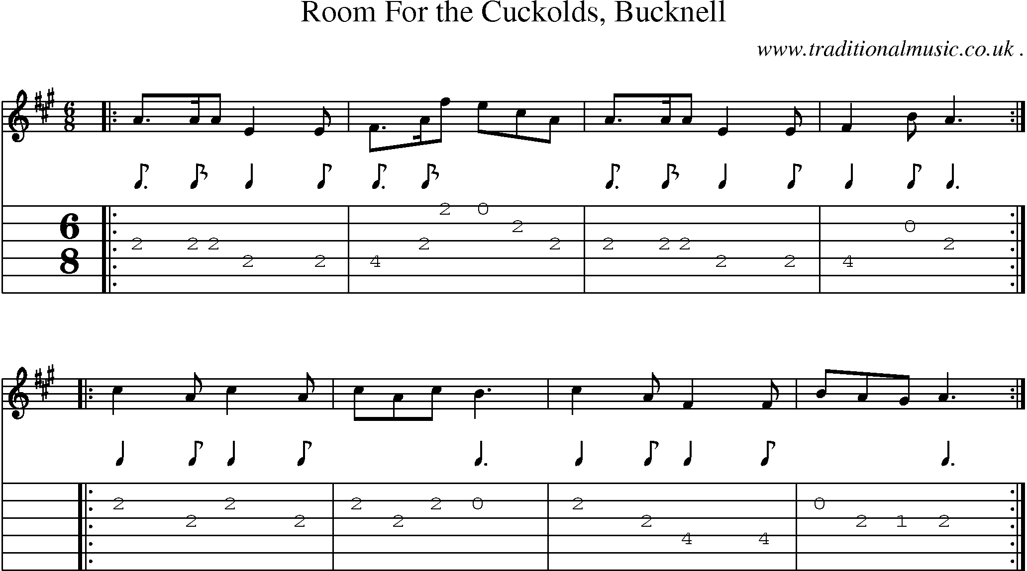 Sheet-Music and Guitar Tabs for Room For The Cuckolds Bucknell