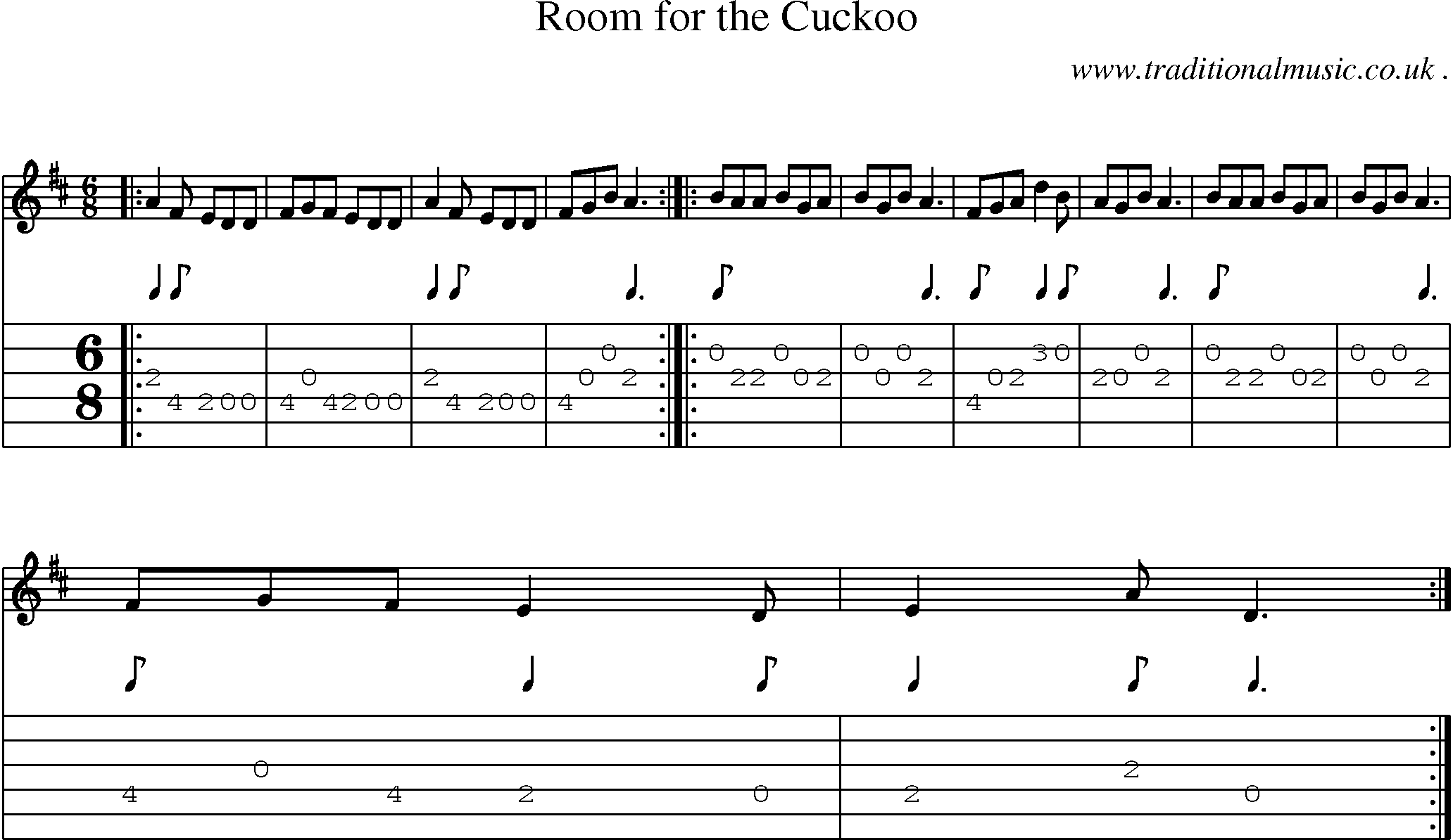 Sheet-Music and Guitar Tabs for Room For The Cuckoo
