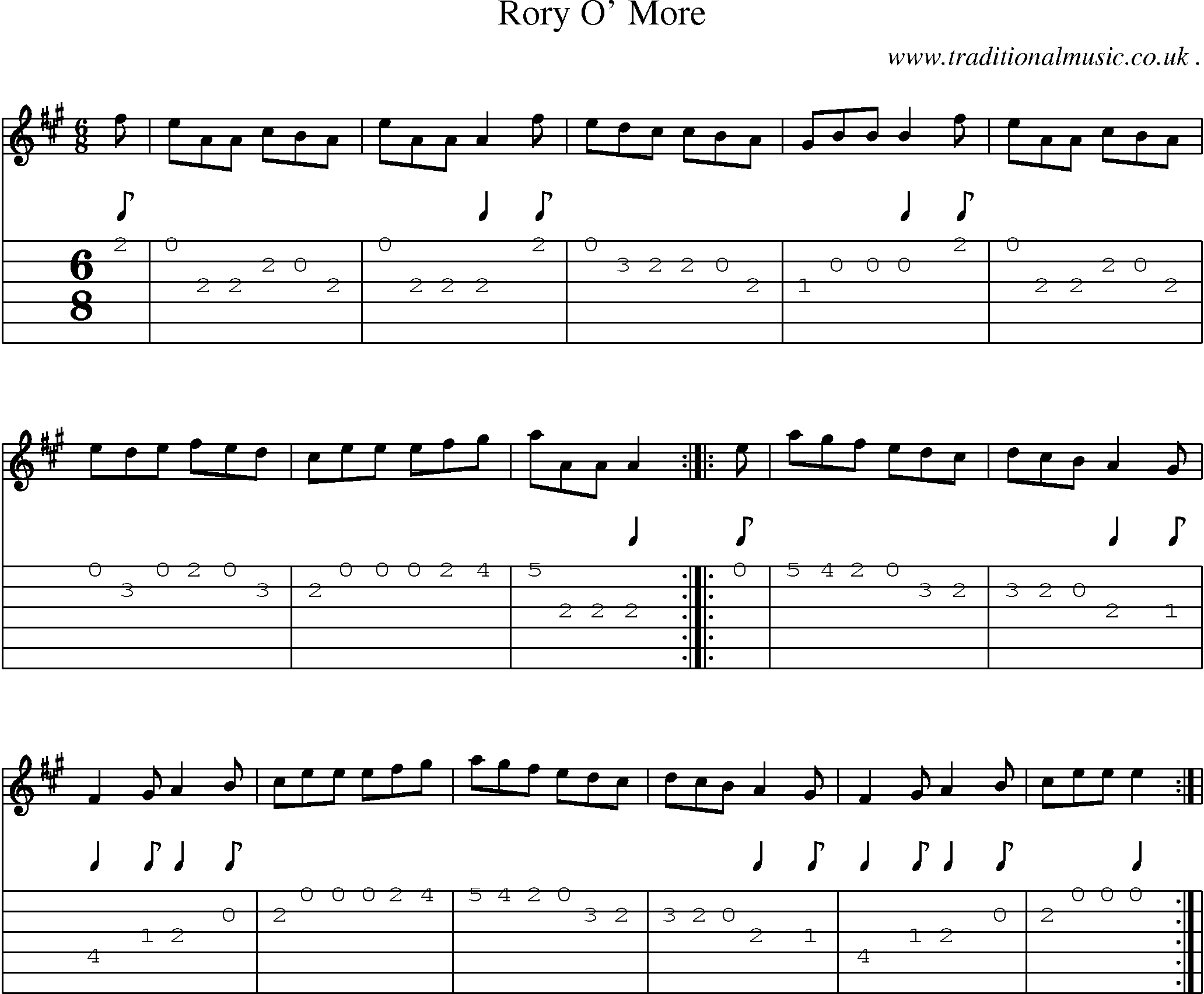 Sheet-Music and Guitar Tabs for Rory O More
