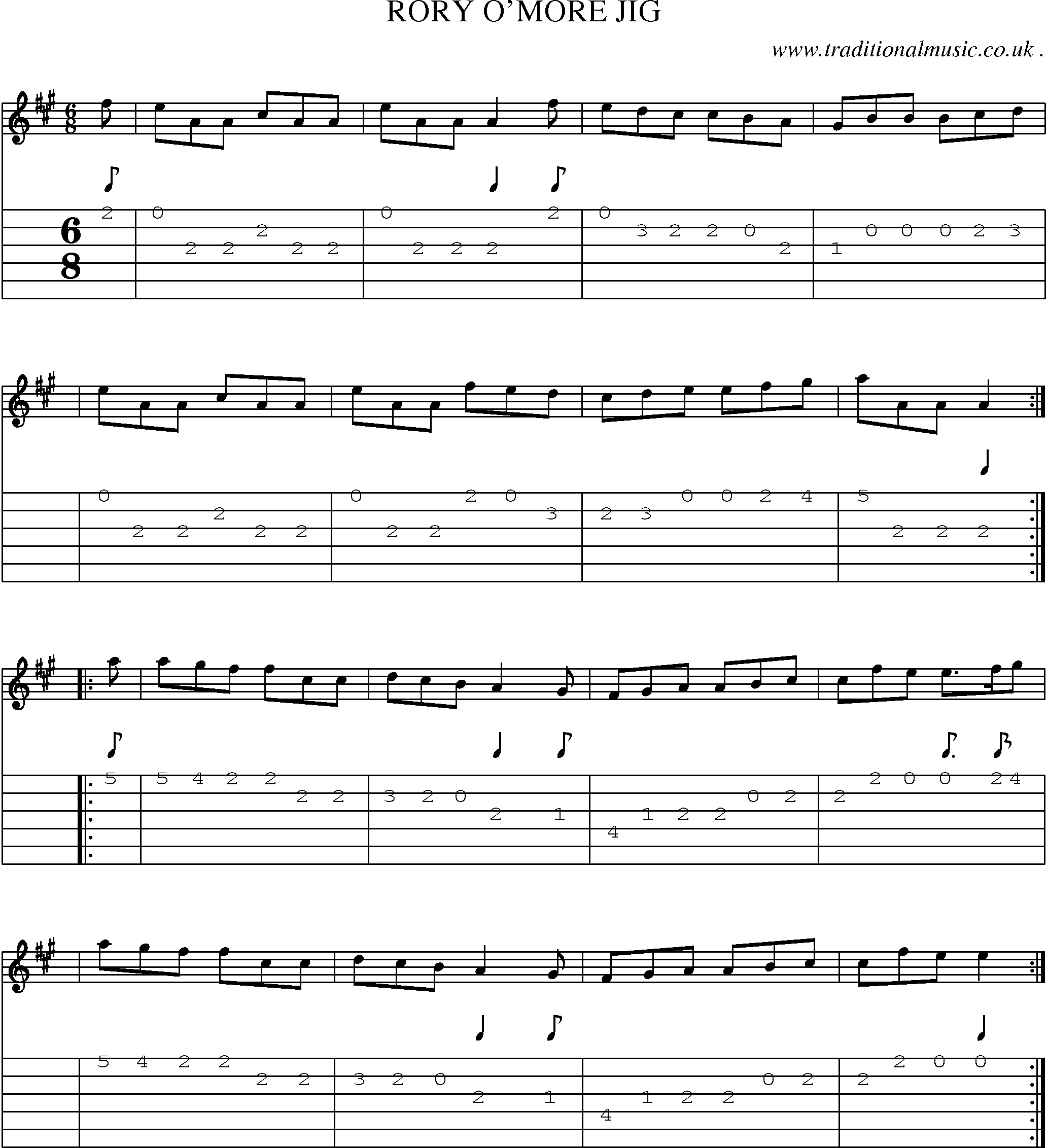 Sheet-Music and Guitar Tabs for Rory Omore Jig
