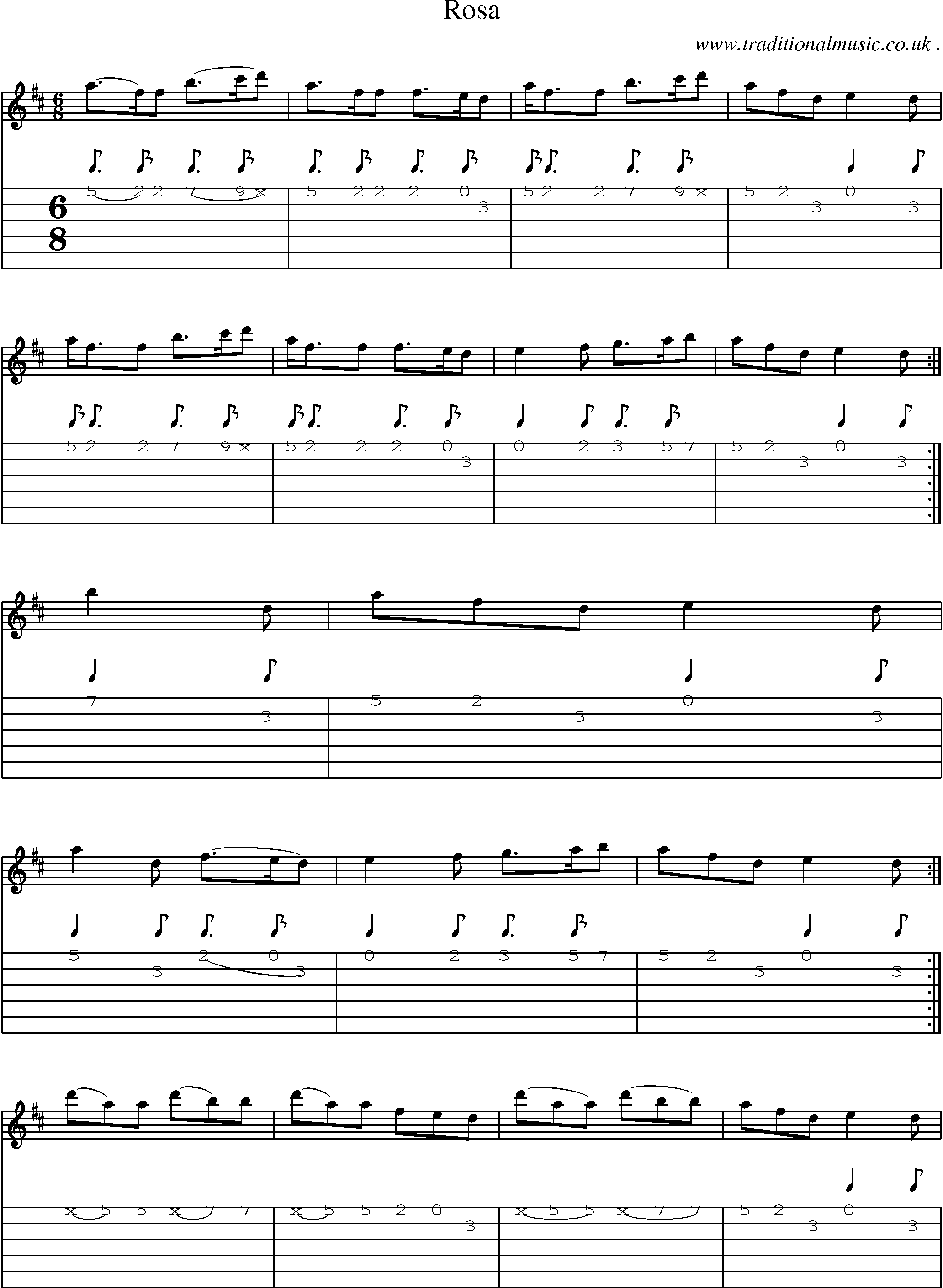 Sheet-Music and Guitar Tabs for Rosa