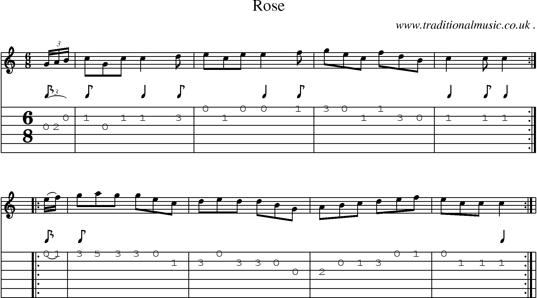 Sheet-Music and Guitar Tabs for Rose